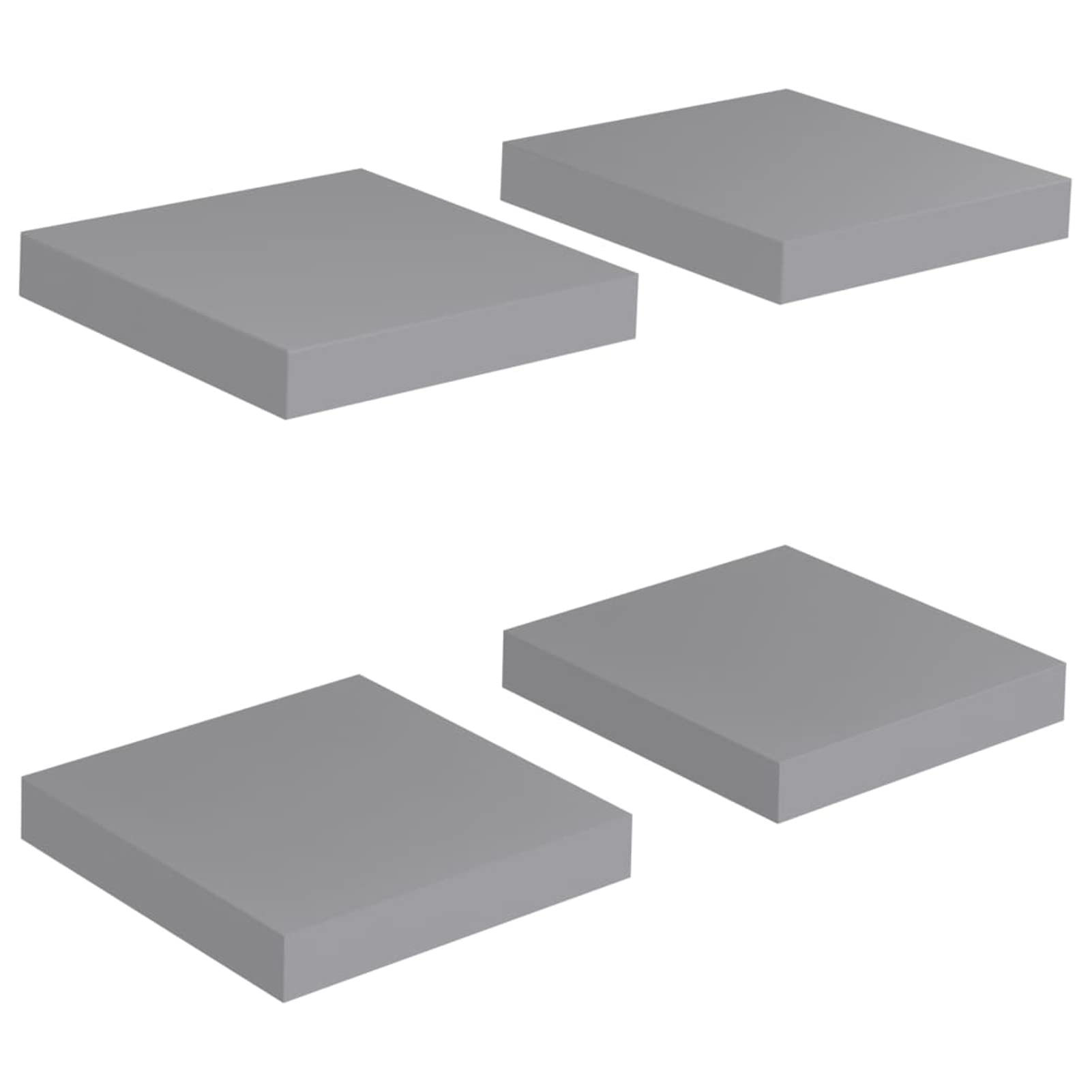 Festnight Floating Wall Shelves Set of 4 - Modern Gray MDF Wall Mounted Shelves for Living Room, Bedroom, Bathroom - 9.1x9.3x1.5 Inches (LxWxH) - Perfect for Home Decor, Books, Plants & Photo Displays