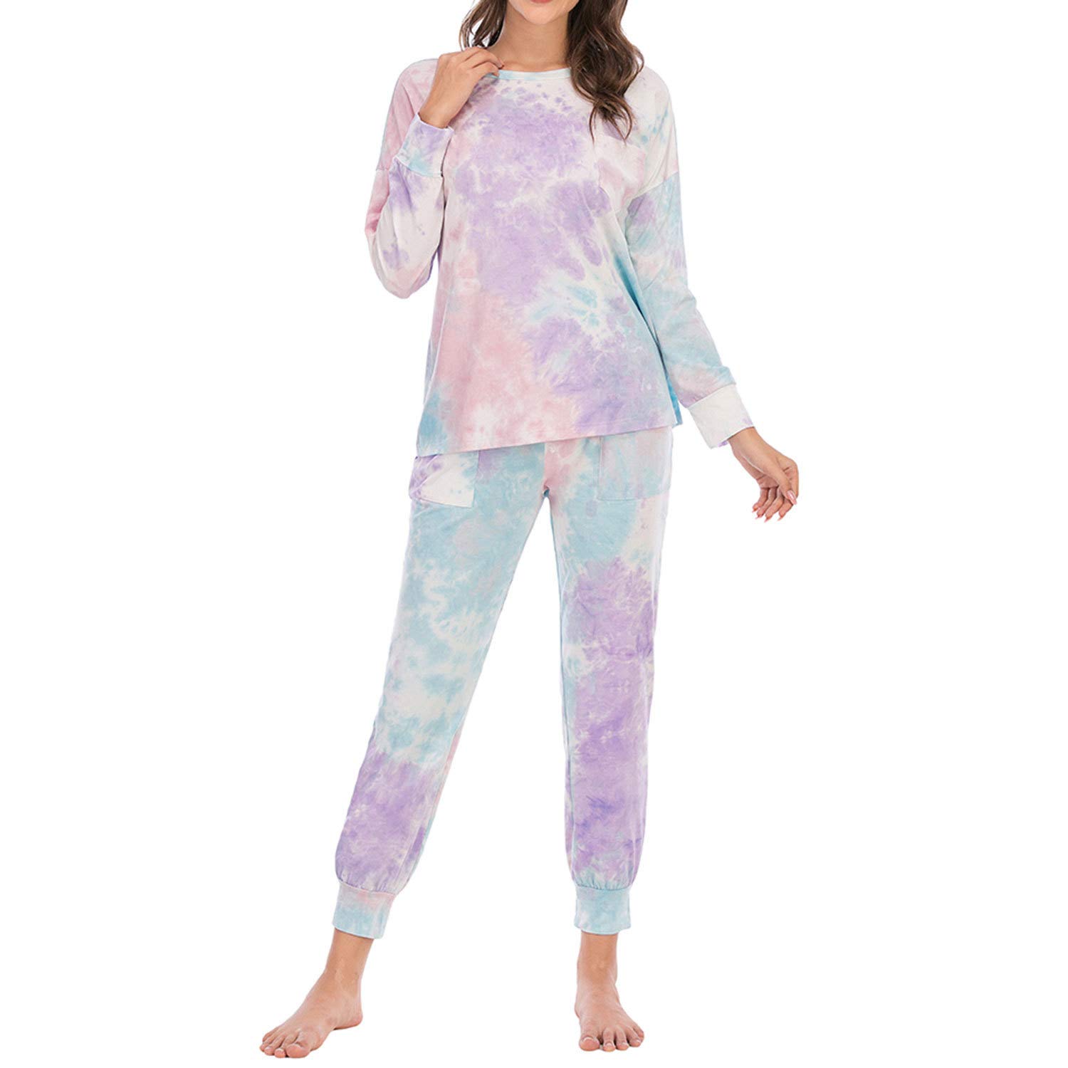 Lu's Chic Women's 2-Piece Cotton Pajama Set with Pockets - Cozy Loungewear for Home Relaxation