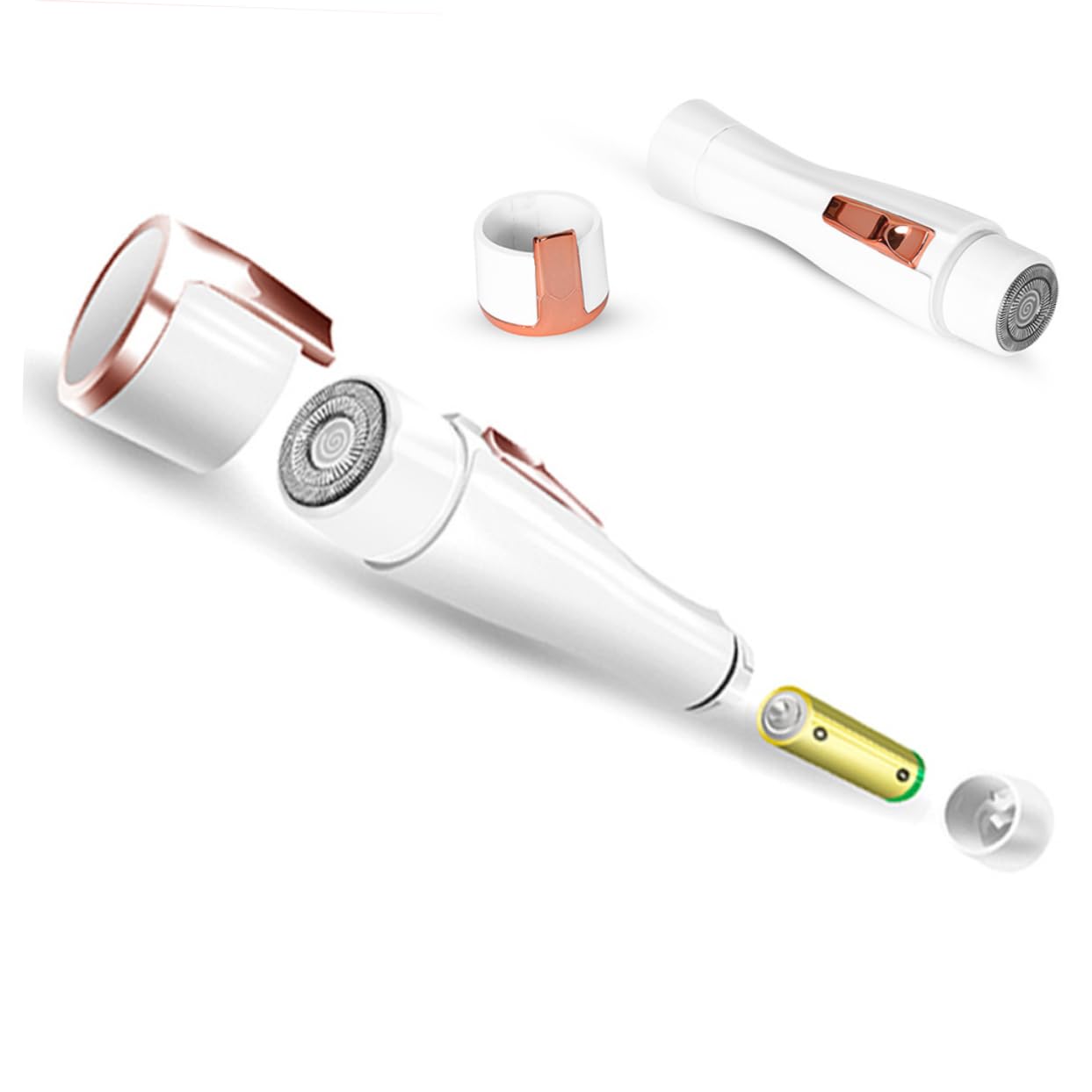 Electric Facial Epilator & Bikini Trimmer for Women - Rechargeable Dermaplane Razor, Ladies Shaver for Face & Body Hair Removal - Smooth Skin at Home or Travel - White
