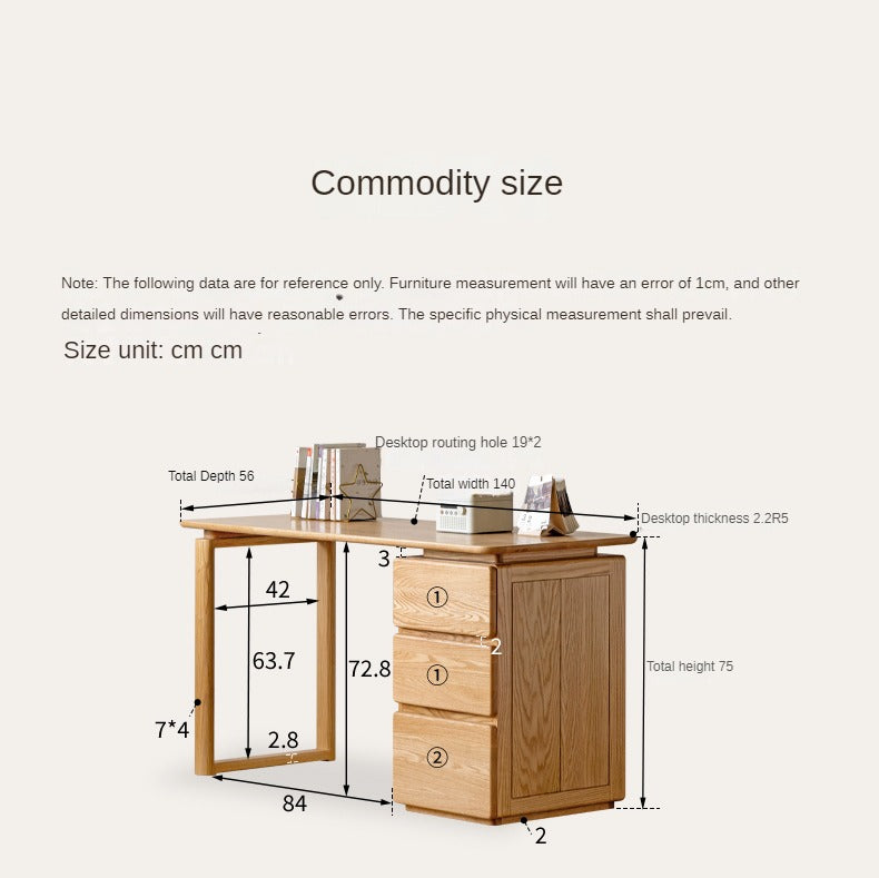 Oak Solid Wood Modern Study Table - Durable & Stylish Home Office Desk for Work or Study | Perfect for Small Spaces, Apartments & Remote Work