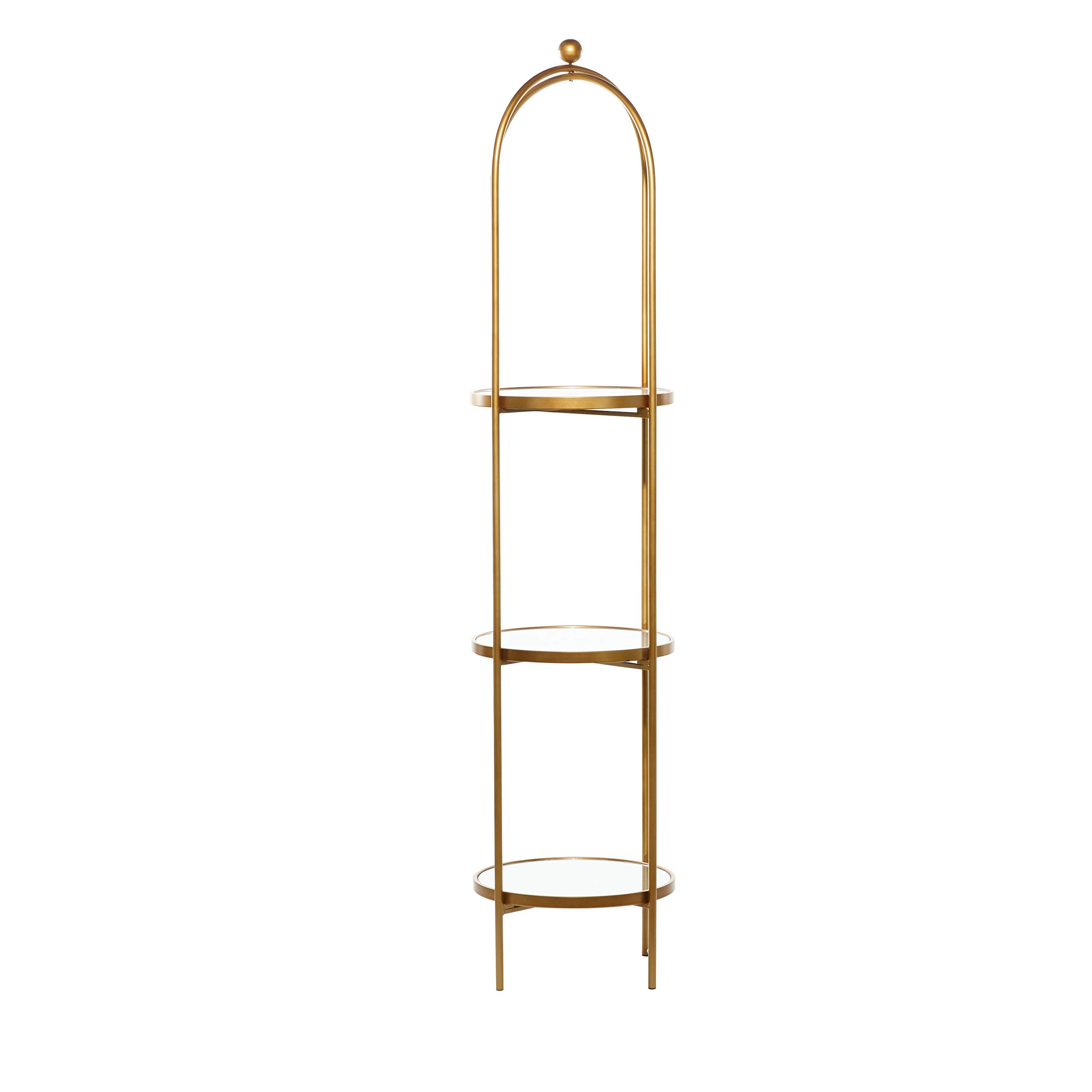 Deco 79 3-Tier Gold Metal Storage Shelf with Mirror - 18