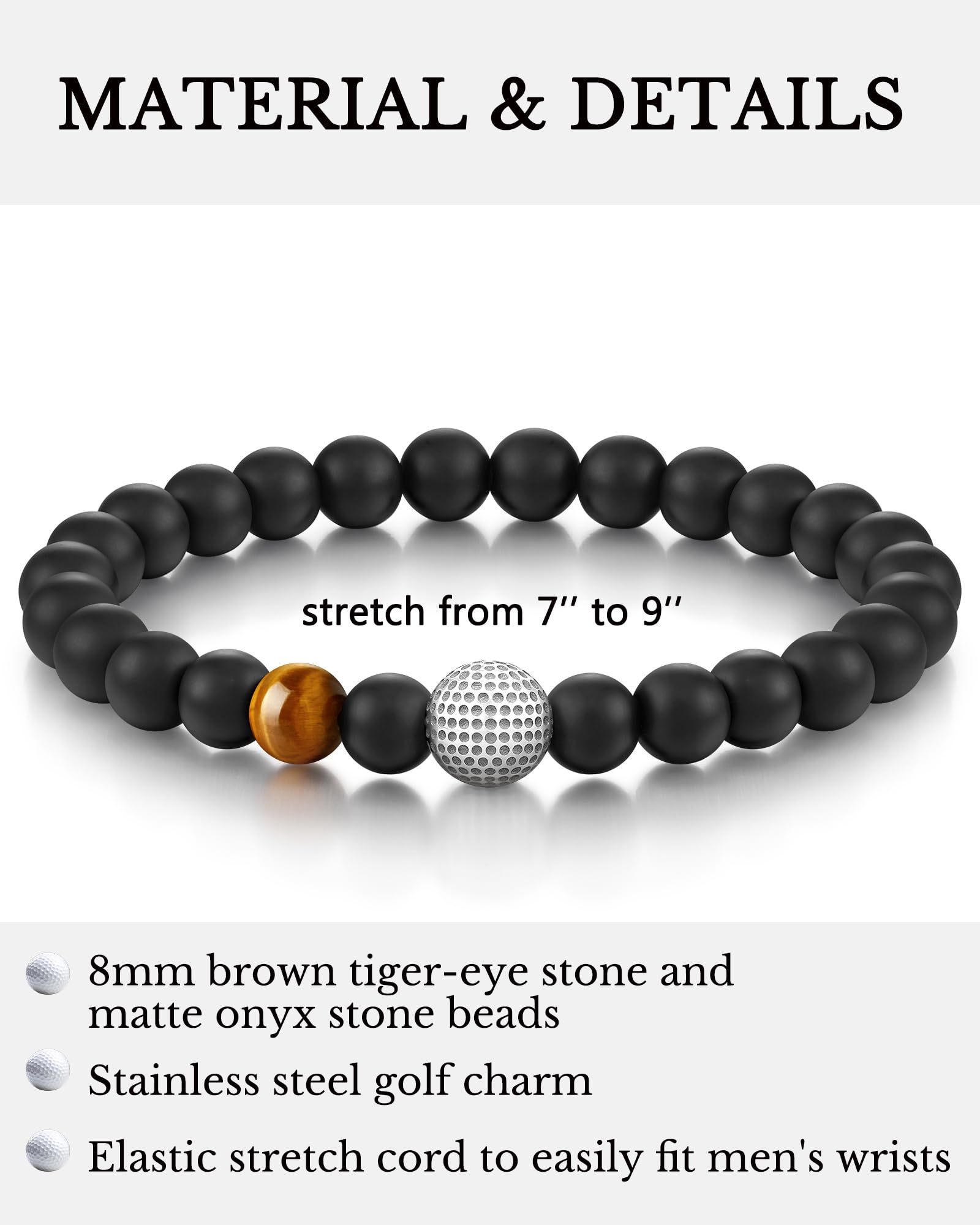 Stylish Golf Bracelet for Men - Premium Golf Accessories & Unique Christmas Birthday Gifts for Golf Lovers - Perfect for On-Course Wear & Casual Everyday Style