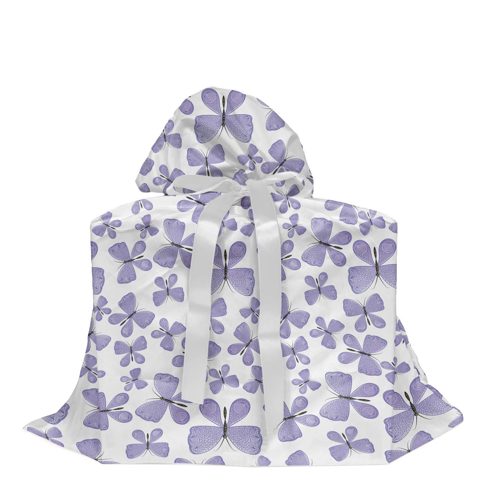 Ambesonne Butterfly Fabric Gift Bag - Monotone Abstract Winged Animal Design with 3 Ribbons, 27