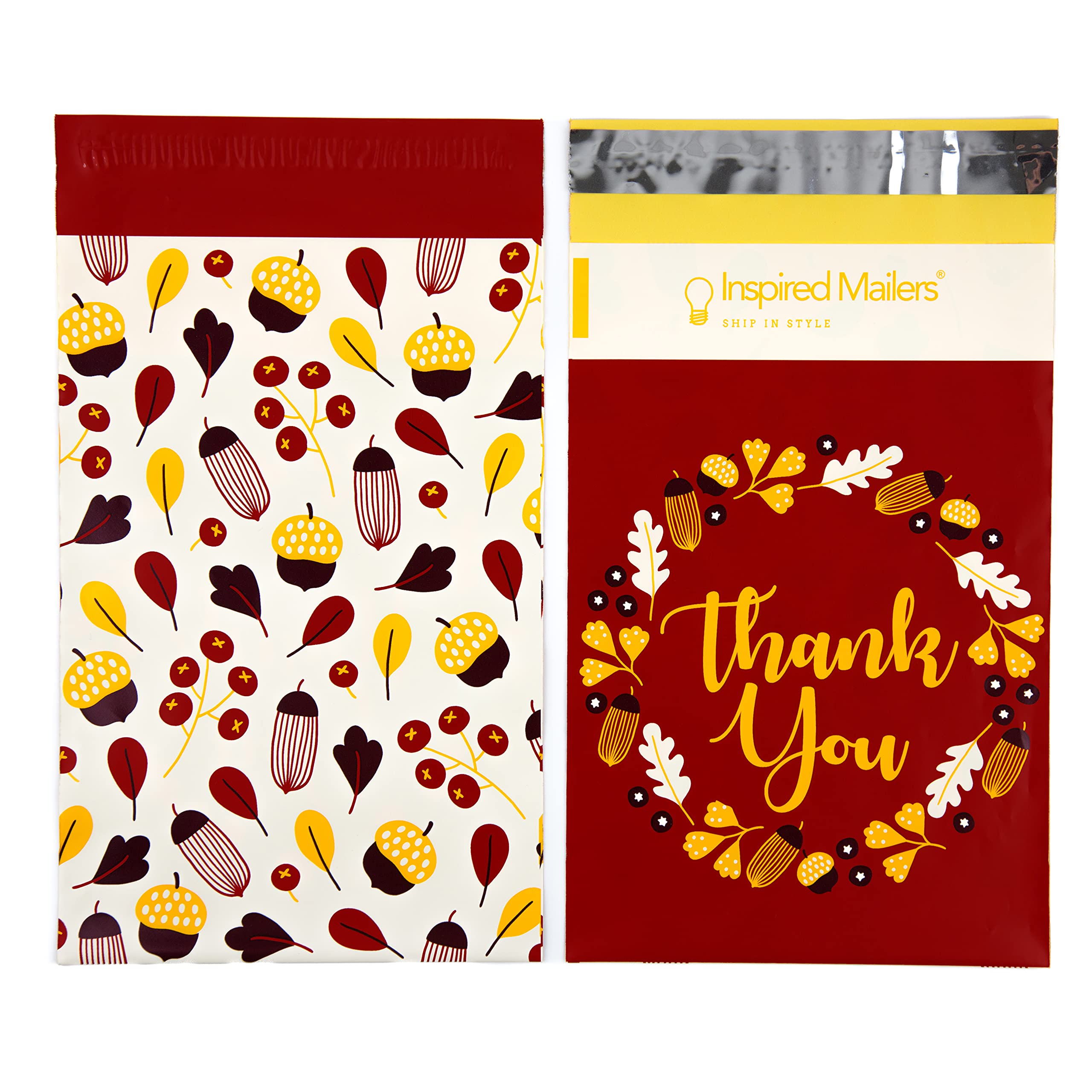 6x9 Poly Mailers 100 Pack - Autumn Thank You Shipping Bags, Small Mailing Envelopes for Ecommerce, Business & Gifts - Durable 6x9 Polymailers for Packages, Online Stores & Seasonal Shipping