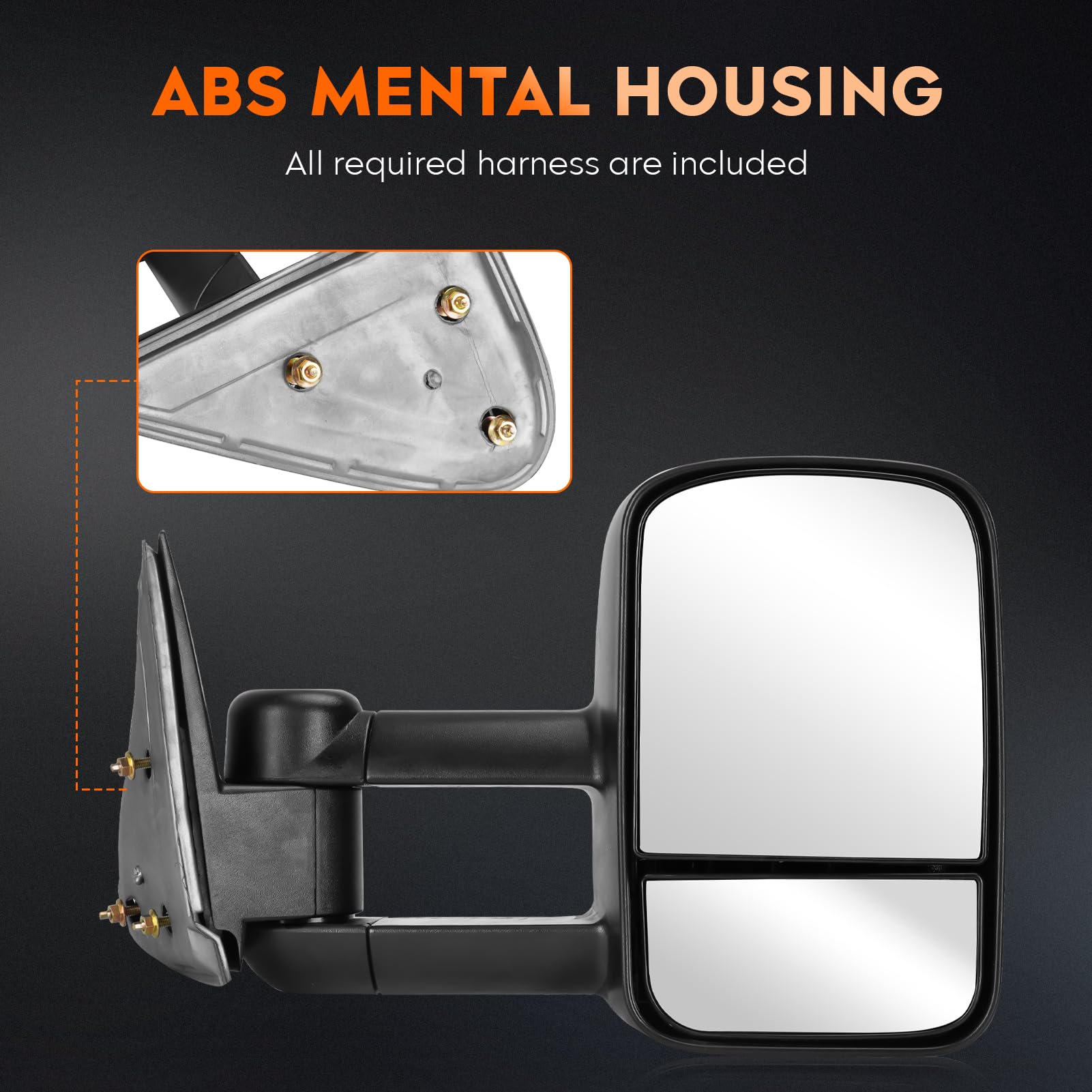 Youxmoto Manual Extending/Folding Towing Mirrors for 1999-2007 Chevy Silverado 1500 2500HD 3500HD, GMC Sierra 1500 2500HD 3500HD, Tahoe, Suburban, Avalanche & Yukon - Perfect for Pickup Trucks & Heavy-Duty Towing
