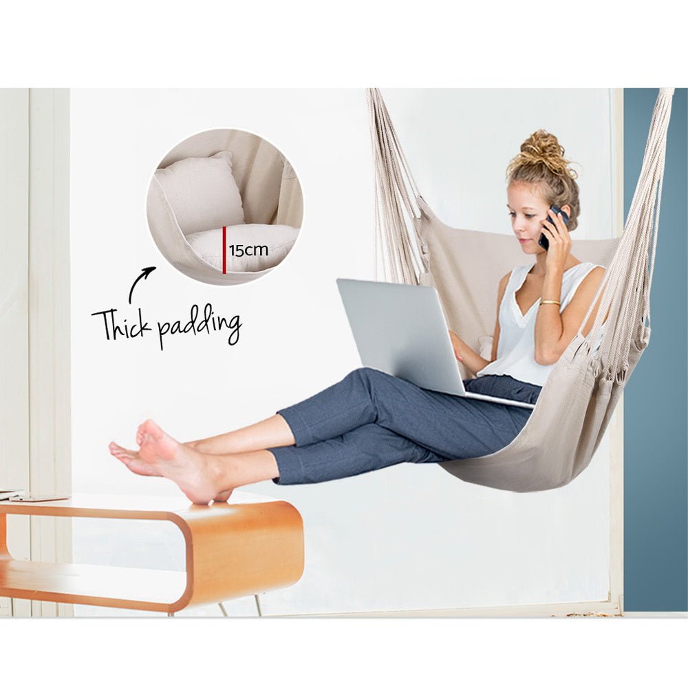 Comfortable Outdoor Hammock Chair with Cushion & Pillow - Perfect for Camping, Backyard Relaxation, and Patio Lounging