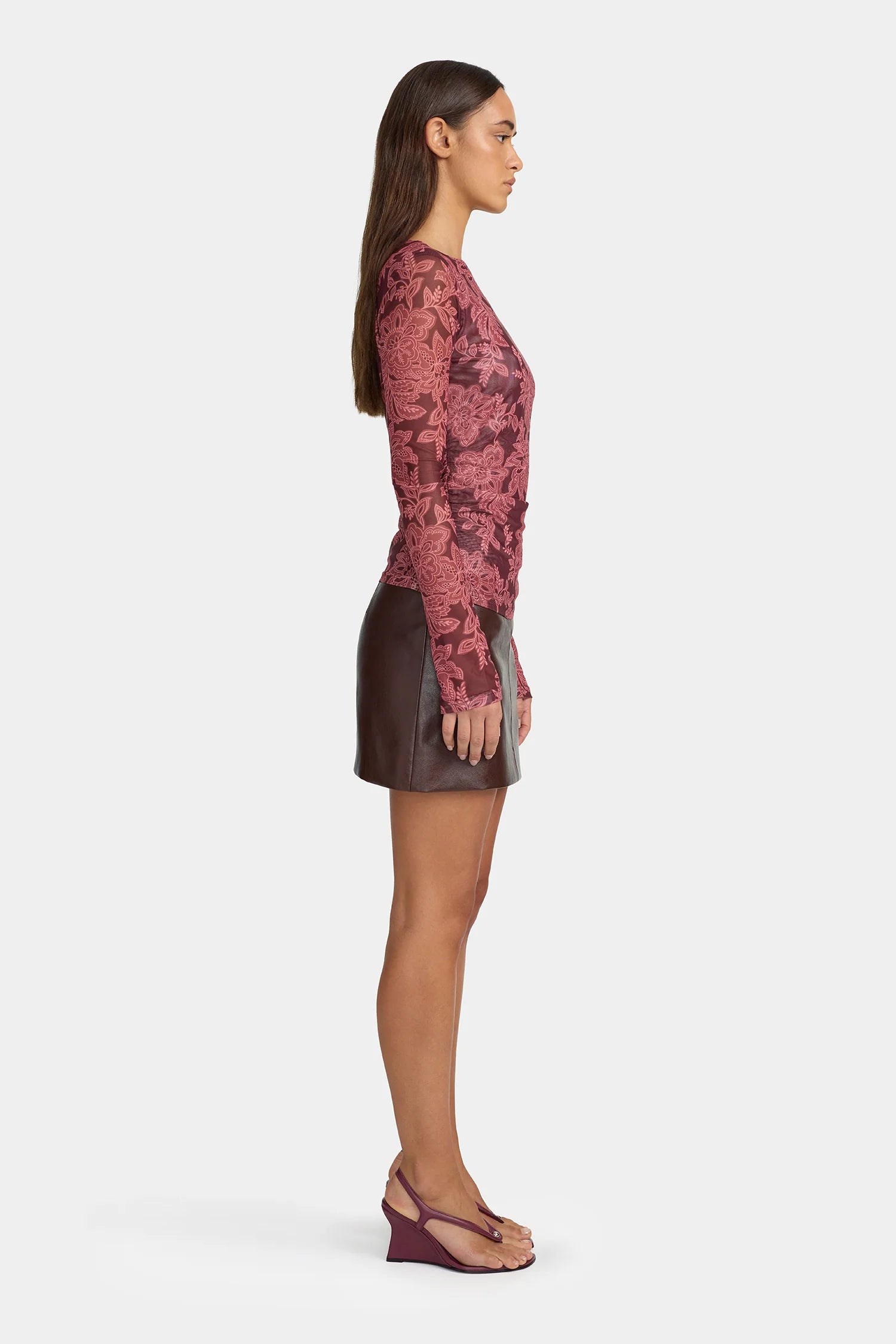 Azalea Plum Paisley Mesh Top for Women - Floral Print Sheer Blouse - Summer Boho Chic Tops for Casual Wear, Beach Outfits & Music Festivals