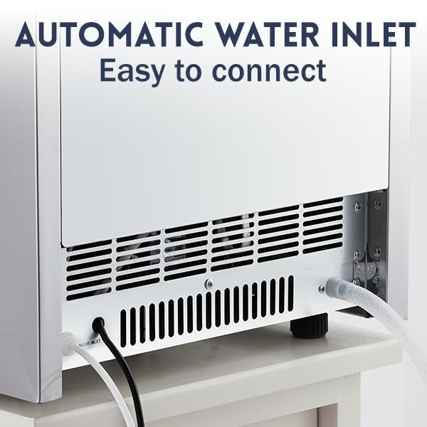 Commercial Ice Maker Machine 120Lbs/24H, 28Lbs Storage, Makes 45 Clear Ice Cubes in 11-20 Mins - Dual Water Inlet Modes with Ice Scoop & Drain Pipe - Perfect for Restaurants, Bars, Cafes & Home Use