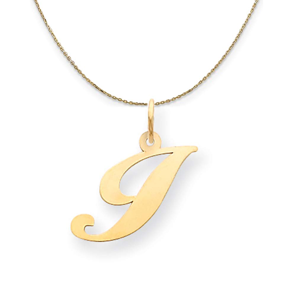 14k Yellow Gold Ella Med Fancy Script Initial I Necklace - Perfect for Gifts, Everyday Wear & Special Occasions