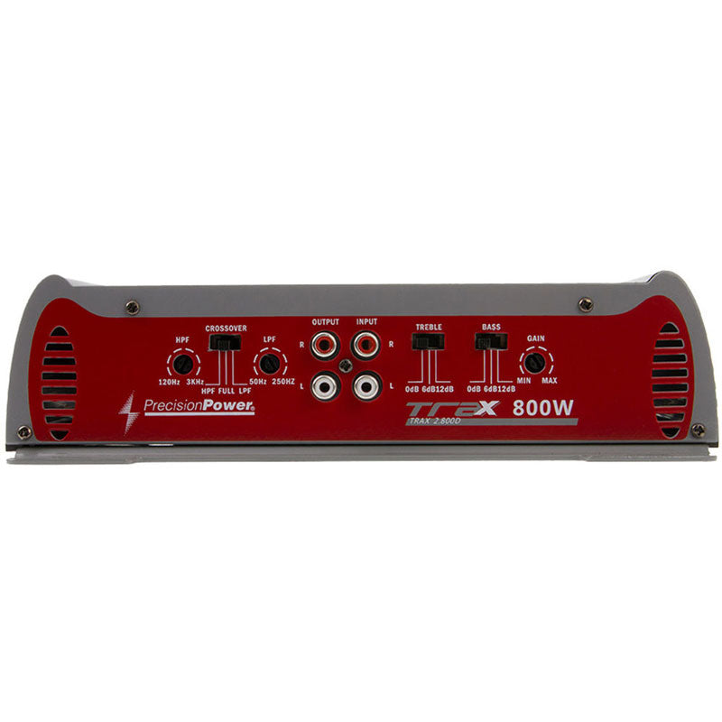 Precision Power TRAX2.800D 800W Max (400W RMS) 2-Channel Class D Car Amplifier - 2 Ohm Stable for Subwoofers & Speakers - Perfect for Car Audio Systems & Bass Boost
