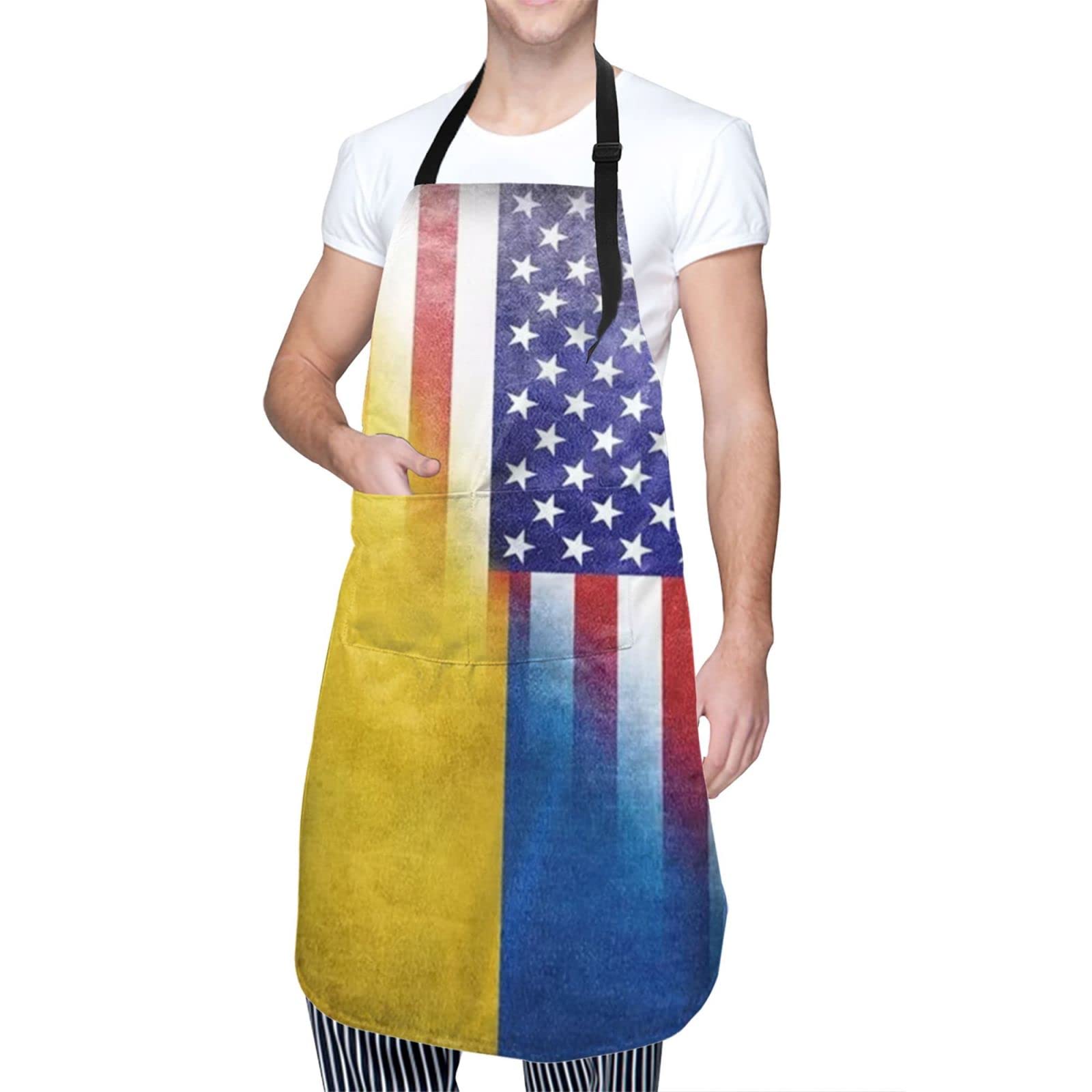 Waterproof Adjustable Kitchen Apron with 2 Pockets - Tropical Plant Tree Design for Men & Women - Perfect for Cooking, Baking, BBQ and Gardening
