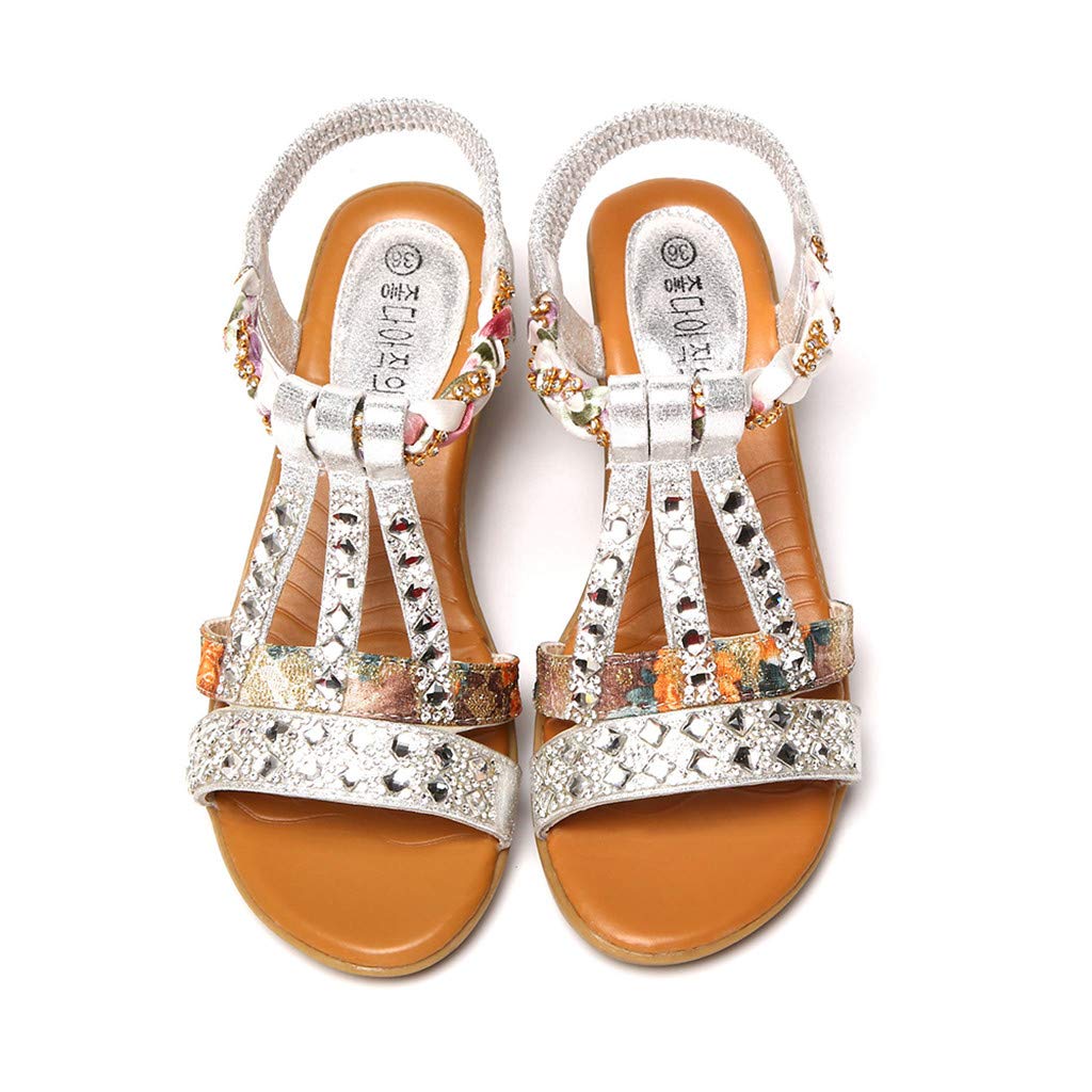 Women's Summer Crystal Bling Wedge Sandals - Roman Style Beach Shoes with Rhinestones for Ladies | Perfect for Vacation, Pool Party & Casual Outings