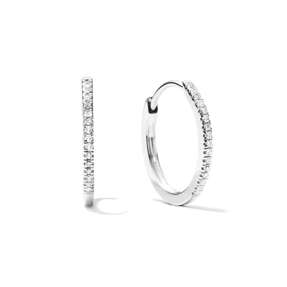 Lab Grown Diamond Hoop Earrings - 14K Gold Medium Size Pavé Setting | Perfect for Weddings, Date Nights & Special Occasions
