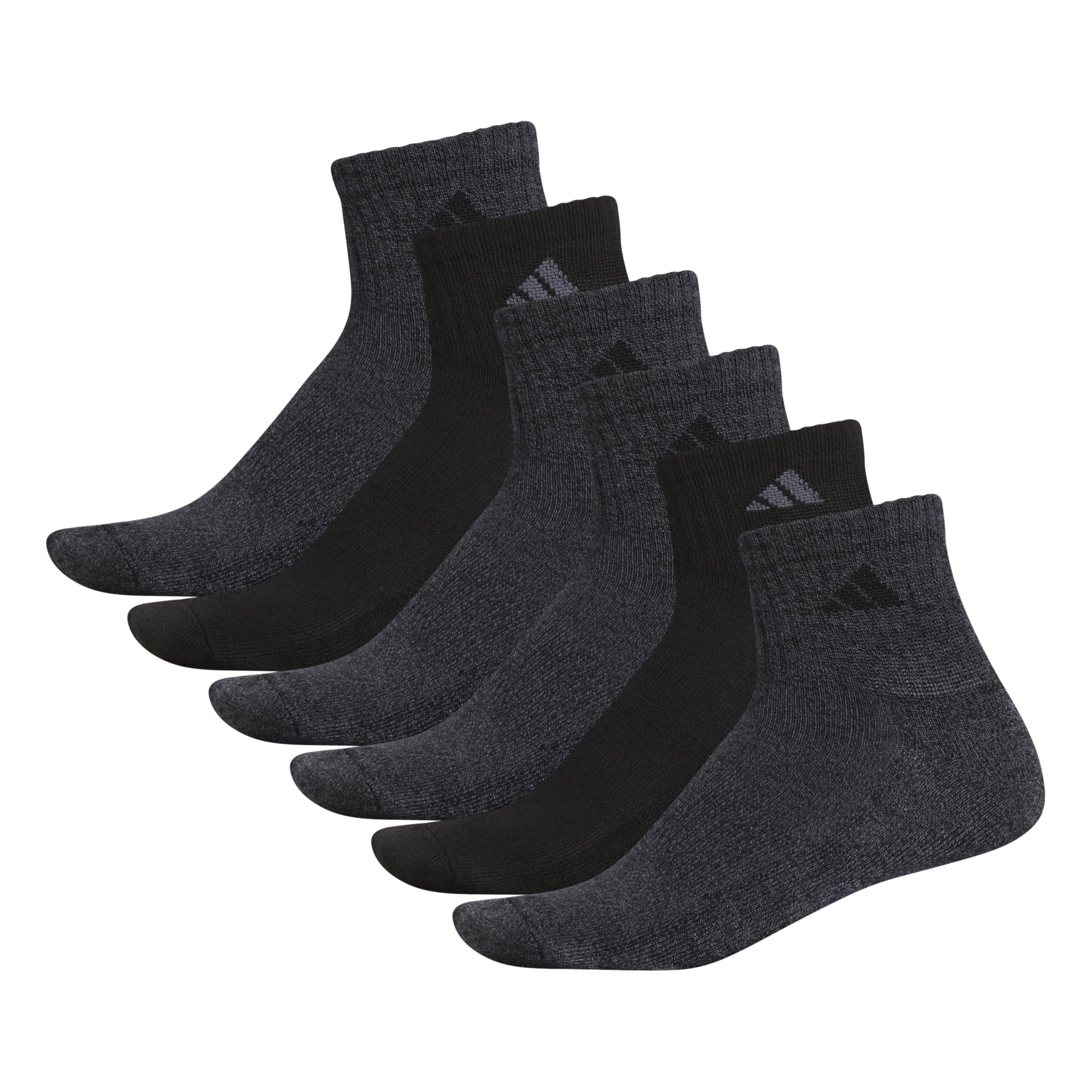 **Adidas Men's Performance Cushioned Quarter Socks with Arch Support – 6-Pack for Running, Gym & Everyday Comfort**