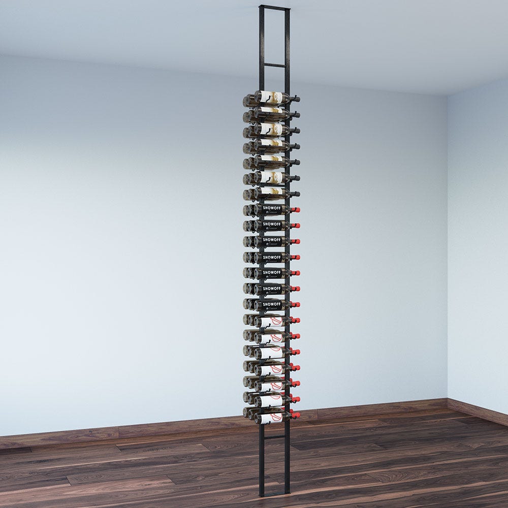 W Series 2-Sided Floating Wine Rack Kit - Holds 63 Bottles | Space-Saving Wall Mounted Wine Storage for Kitchen, Bar, or Cellar Organization