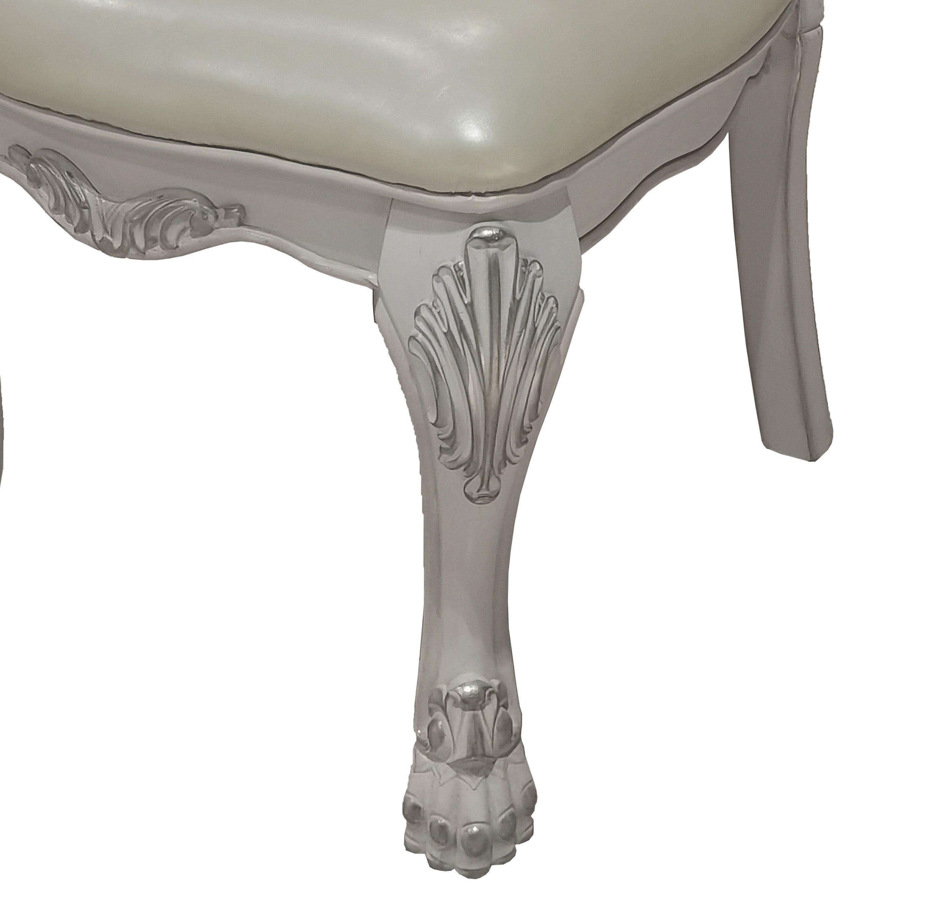 Dresden Modern Synthetic Leather & Fabric Side Chairs (Set of 2) - Bone White Finish - Perfect for Dining Room, Home Office & Small Spaces