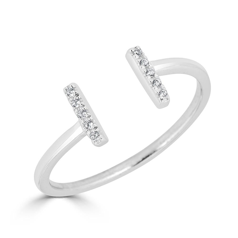 14KT Gold 0.06 Carat Diamond Bar Cuff Ring for Women - Elegant Stackable Jewelry for Everyday Wear, Anniversary Gifts & Special Occasions