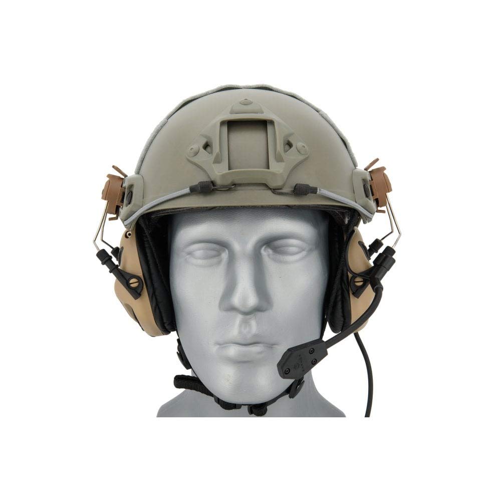 M32H Noise Reduction Safety Helmet Headset with 22dB NRR, Adjustable Headband - Tan for Construction, Shooting & Industrial Work