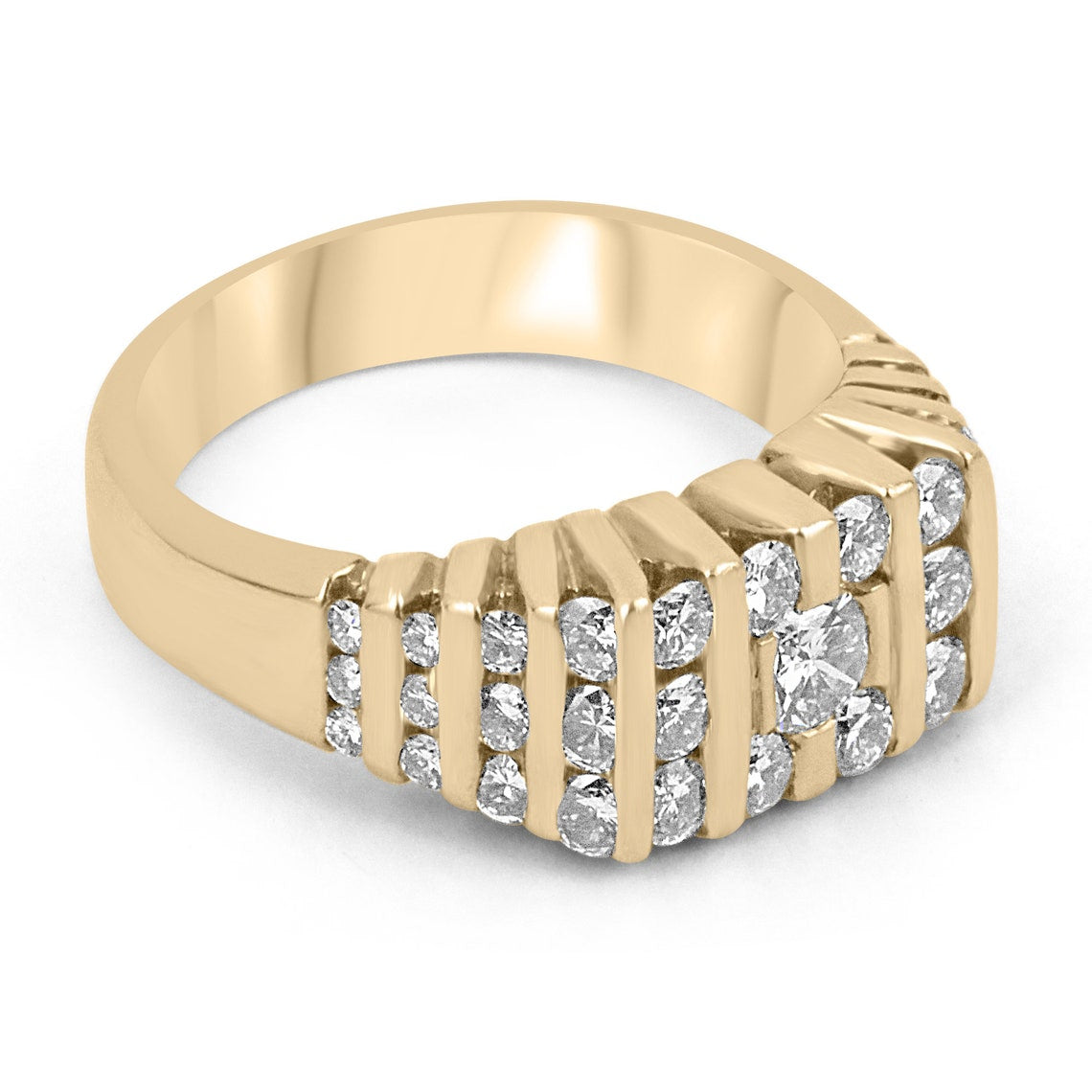 1.65tcw VVS Natural Diamond Cluster Round Cut 18K Solid Gold Men's Wedding Band Ring for Anniversary, Engagement & Special Occasion Gifts
