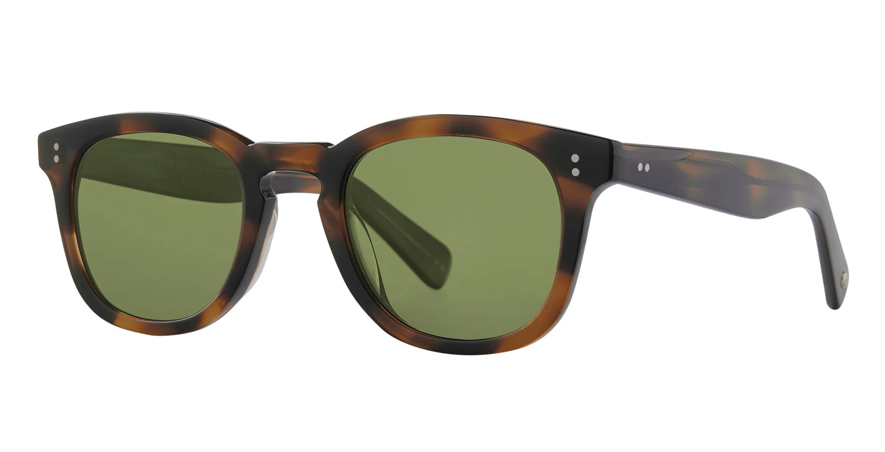Garrett Leight Kinney II 2158 SPBRNSH/SFPGN Polarized Sunglasses for Men - Classic Tortoise Frame with Green Lenses - Perfect for Driving, Beach & Outdoor Activities