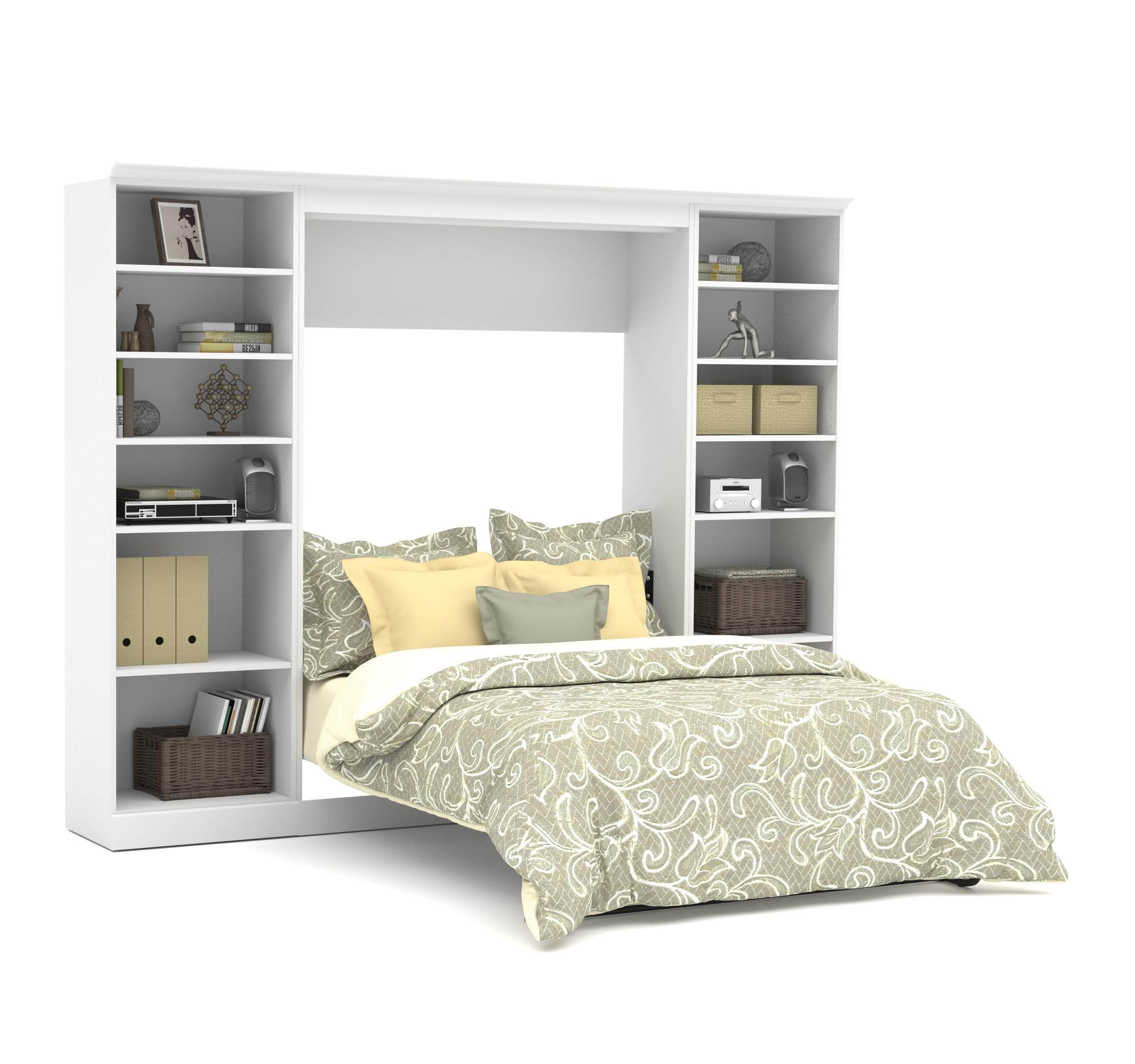 Space-Saving Full Murphy Wall Bed with 2 Storage Units - 3 Color Options | Perfect for Small Apartments, Guest Rooms & Home Offices