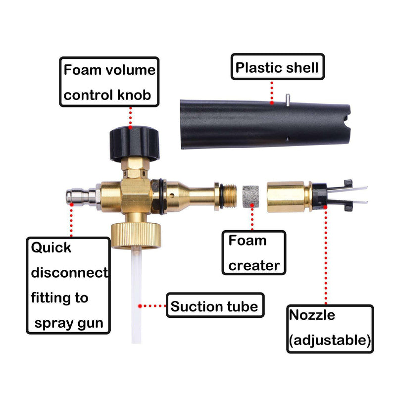 Professional High Pressure Foam Lance Cannon with Adjustable Nozzle - Perfect for Car Detailing, Pressure Washer Foam Wash, and Auto Cleaning Accessories