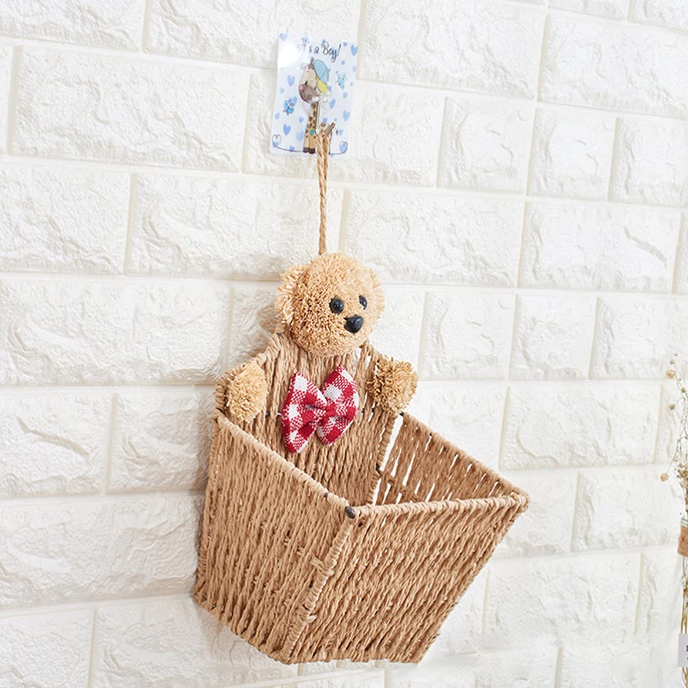 Cabilock 1-Piece Bear Woven Wall Hanging Basket - Large Seagrass Storage Bin for Home Organization | Perfect for Bathroom, Bedroom & Living Room Decor