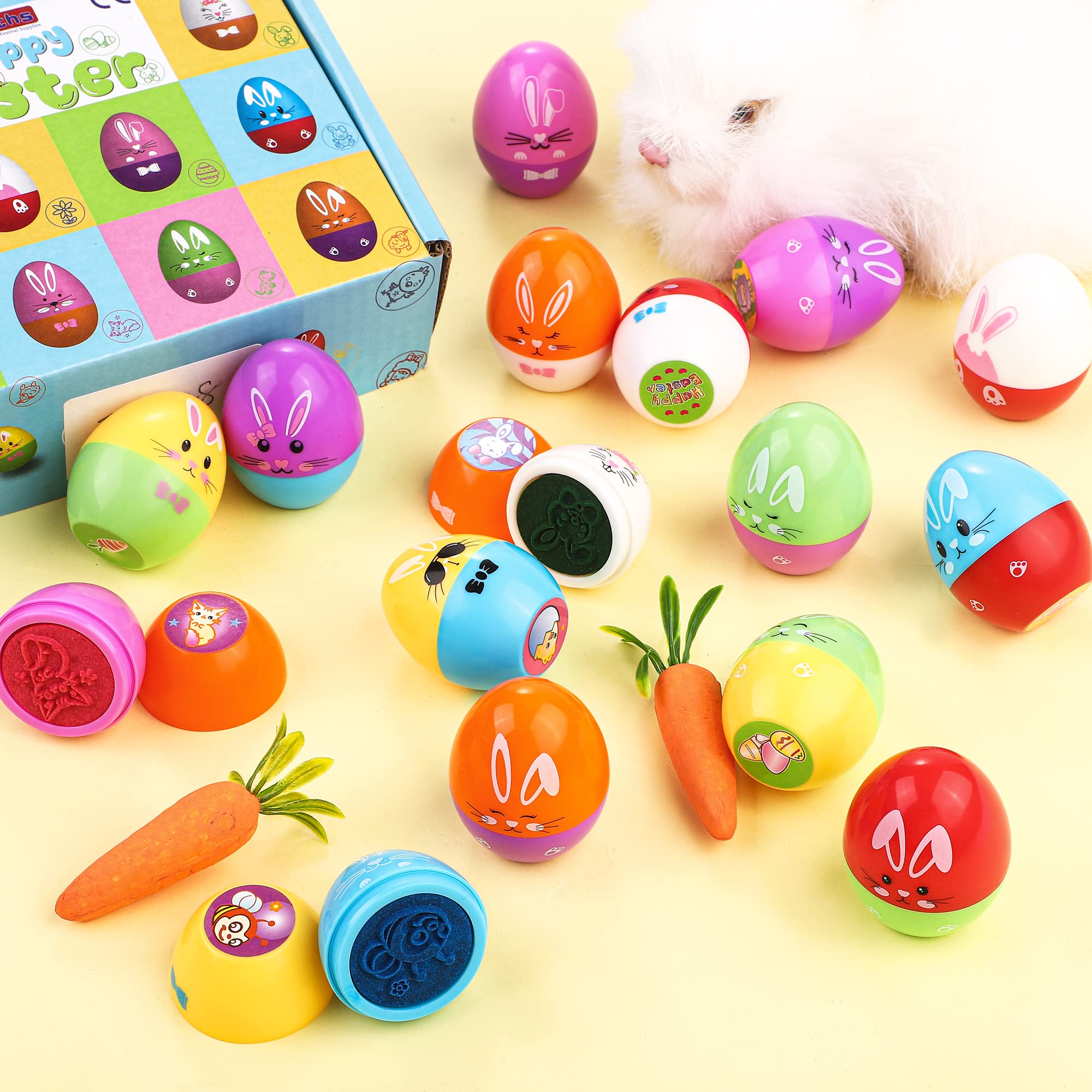 Fovths 16-Piece Self-Inking Easter Egg Stamp Set - DIY Decorating Stamps for Easter Party Favors, Basket Stuffers & Egg Hunts | Perfect for School Crafts & Holiday Celebrations