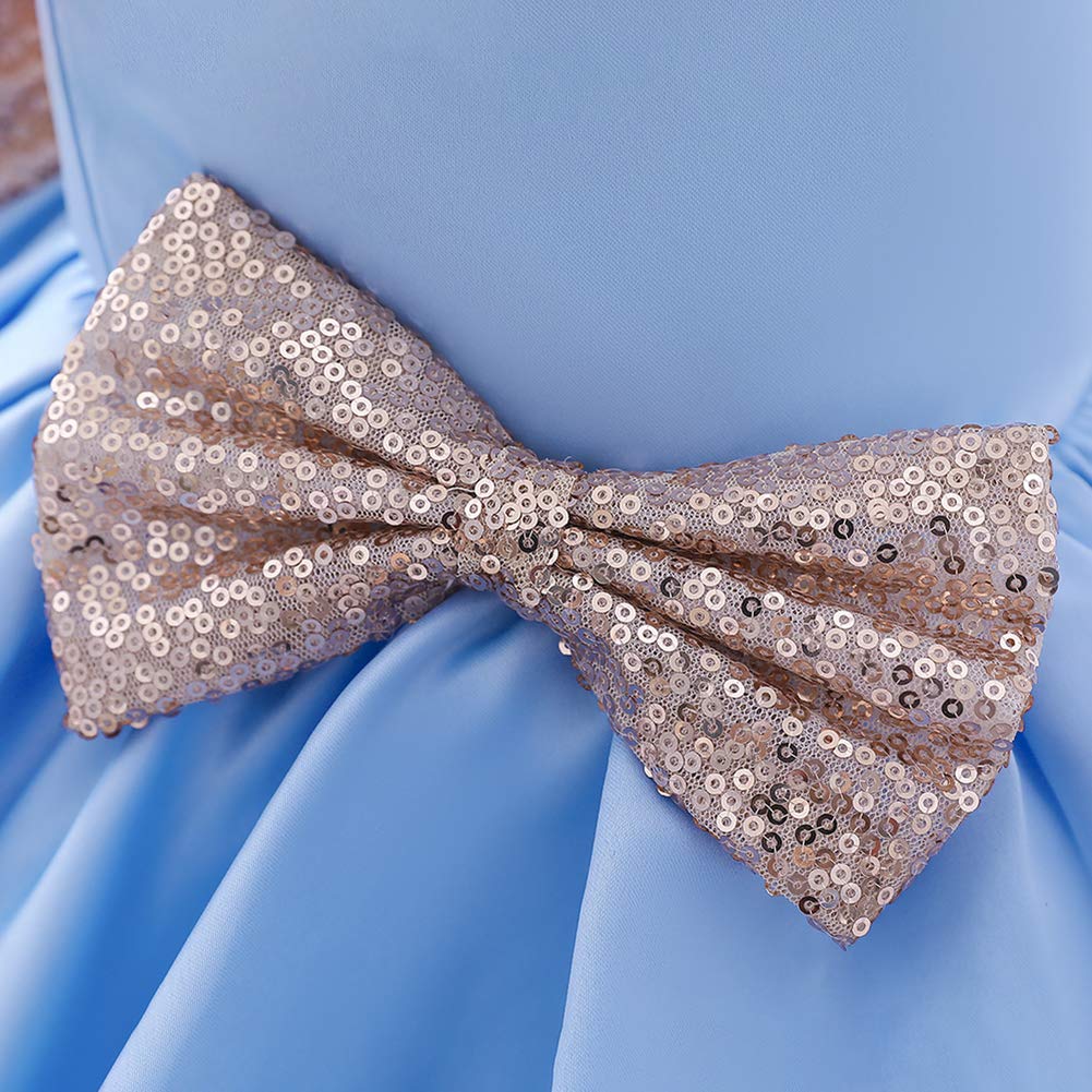 IBTOM CASTLE Embroidered Sequins Bowknot Flower Girls Tutu Princess Backless Dress - Elegant Baptism & Wedding Party Gown for Toddlers (Perfect for Flower Girl, Christening, Pageant & Special Occasions)