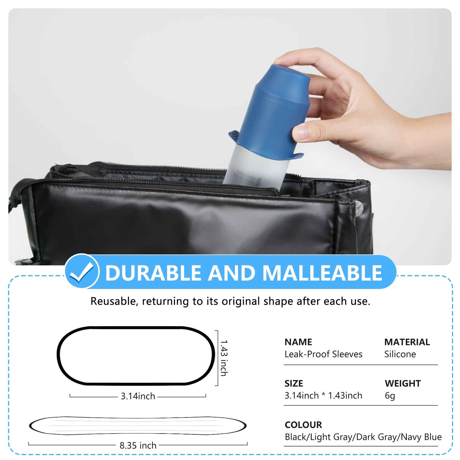8 Pack Silicone Bottle Covers - Elastic Leak-Proof Travel Toiletry Sleeves for Women & Men | Cruise Essentials, Luggage Accessories | Perfect for Airplane, Gym & Vacation Packing