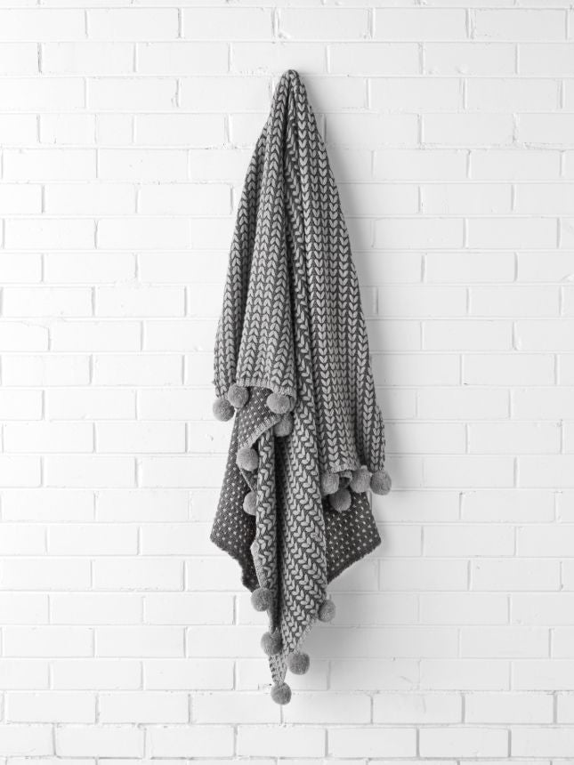 Loni Charcoal Throw Rug by Linen House - Soft & Stylish Home Decor for Living Room, Bedroom, or Office - Perfect for Cozy Spaces & Modern Interiors