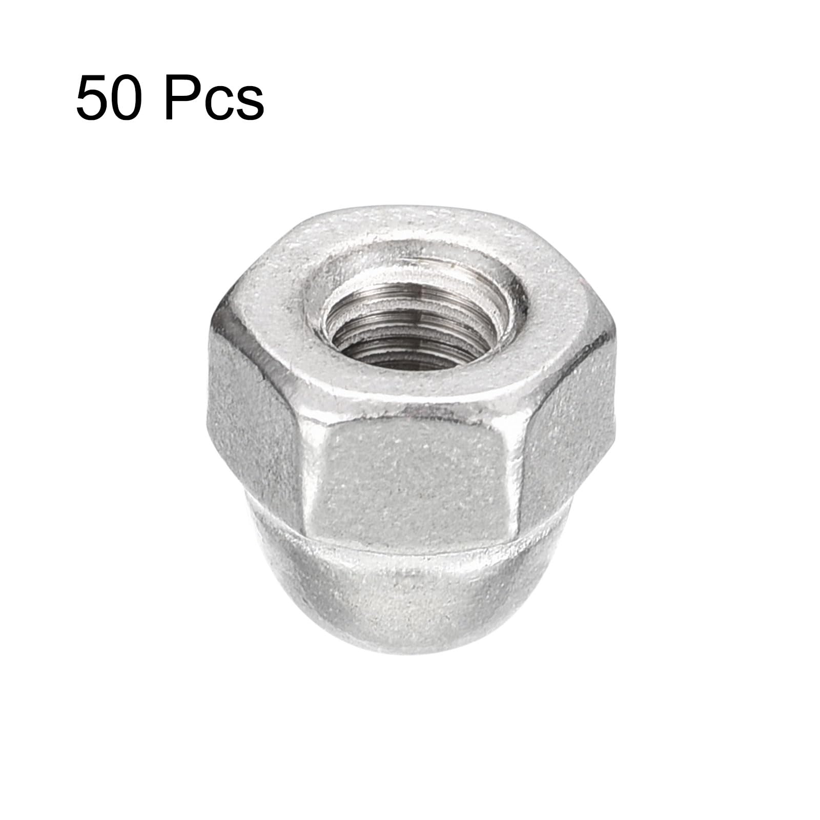 #10-24 Acorn Cap Nuts 50pcs - 304 Stainless Steel Hex Dome Head Nuts for Fasteners, Furniture & DIY Projects (Silver) - Rustproof Hardware for Outdoor & Indoor Use