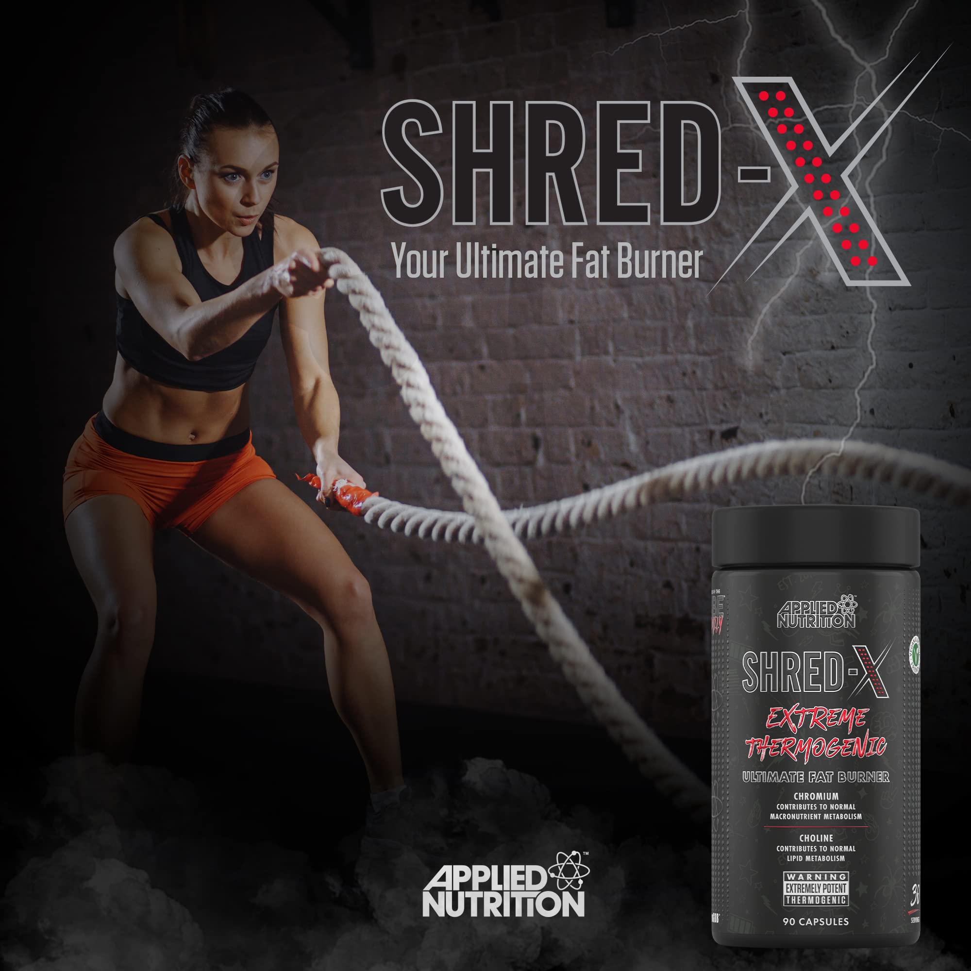 Applied Nutrition Shred X Fat Burner Supplement - 90 Capsules for Weight Loss & Energy Boost | Gym, Workout & Fitness Support