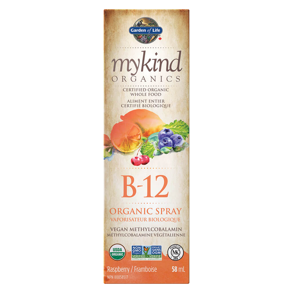 myKind Organics Organic Vitamin B12 Spray - Raspberry Flavor, Vegan & Non-GMO, Energy & Immune Support - Perfect for Busy Lifestyles, Travel & On-the-Go Wellness