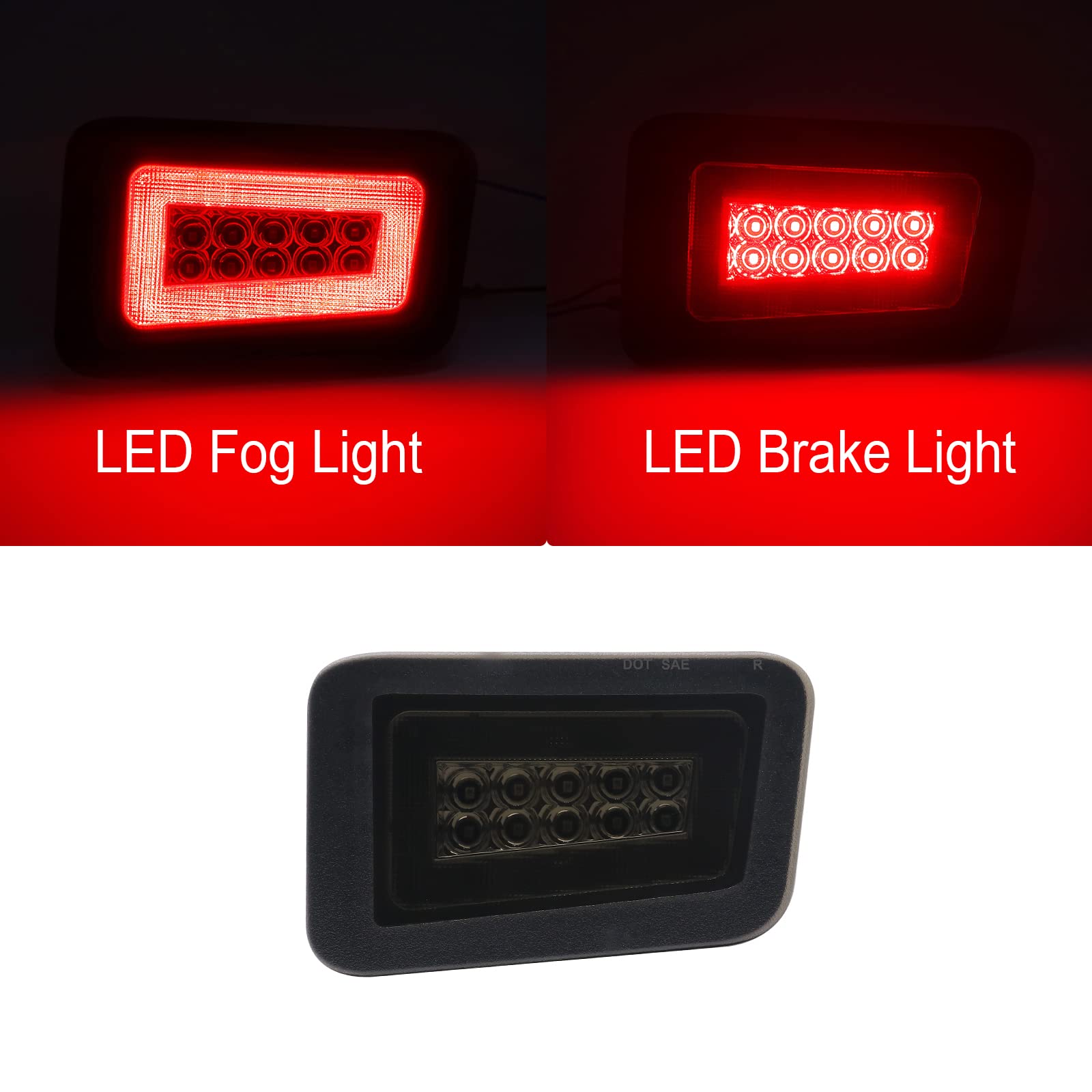 2005-2009 Hummer H2 Rear LED Bumper Fog Lights - 2PC Smoked Lens Brake Tail Lamp Assembly - Direct Replacement for OE 15100039 & 15100038 - Perfect for Off-Roading & Night Driving Safety