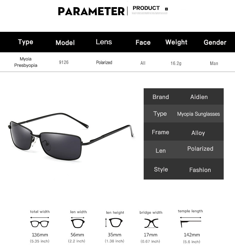 Aidien Unisex Full Rim Alloy Oval Myopic Reading Glasses Sunglasses 9126 - Lightweight Eyewear for Reading & Outdoor Activities | Perfect for Driving, Travel, and Daily Use