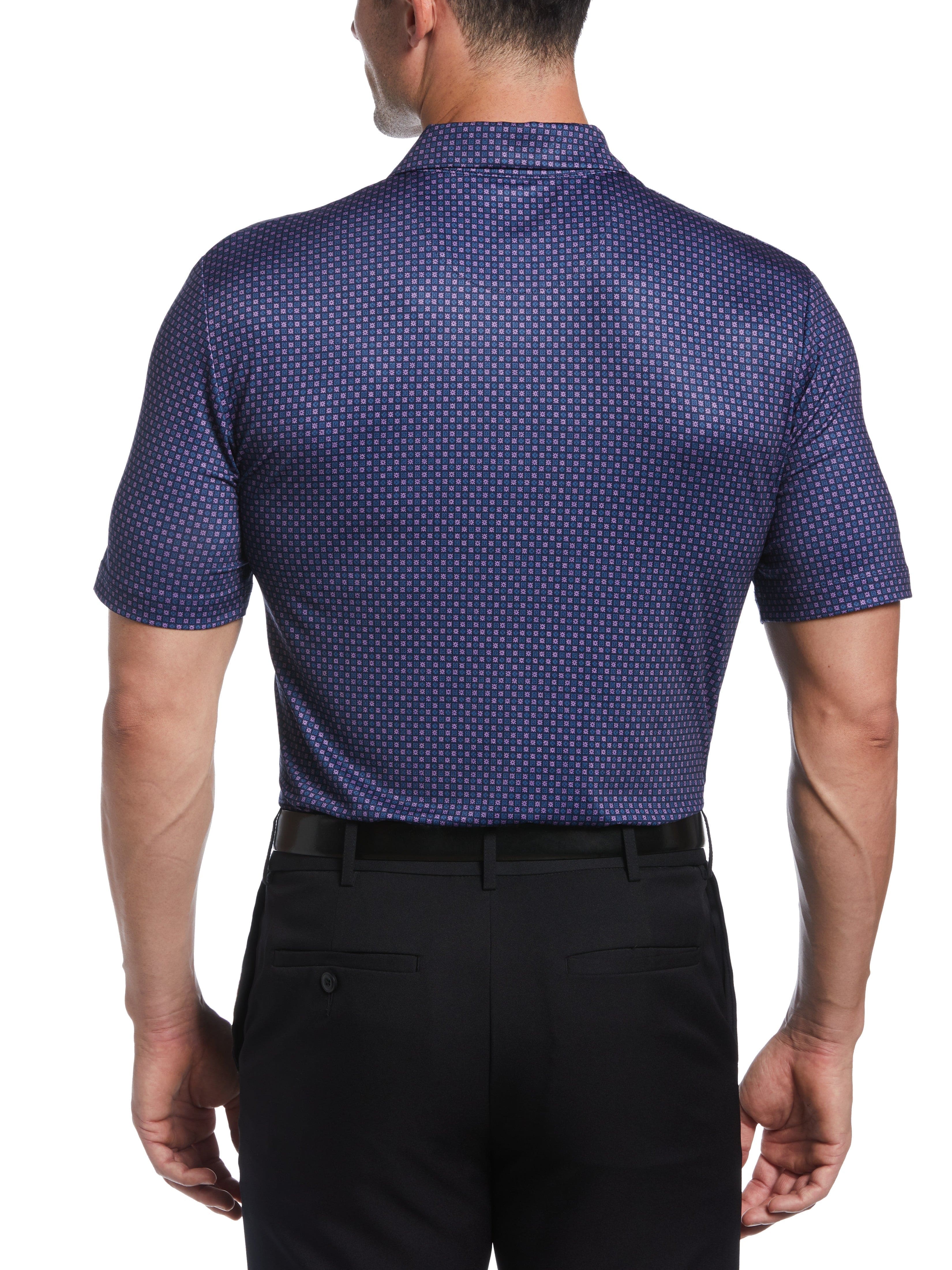 Men's Stylish Tile Foulard Print Golf Polo Shirt - Breathable Moisture-Wicking Performance Fabric for Golf, Casual Wear & Outdoor Activities