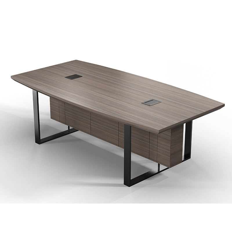INIGO 8ft Boardroom Meeting Table - Hazelnut & Black Finish - Large Conference Table for Office, Meeting Room, and Corporate Events