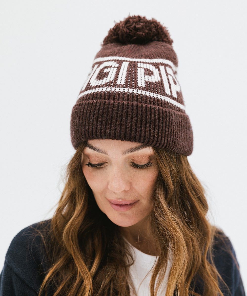 Jane Retro Pom Beanie - Soft Winter Knit Hat with Faux Fur Pom for Women & Girls - Perfect for Skiing, Snowboarding & Cold Weather Fashion