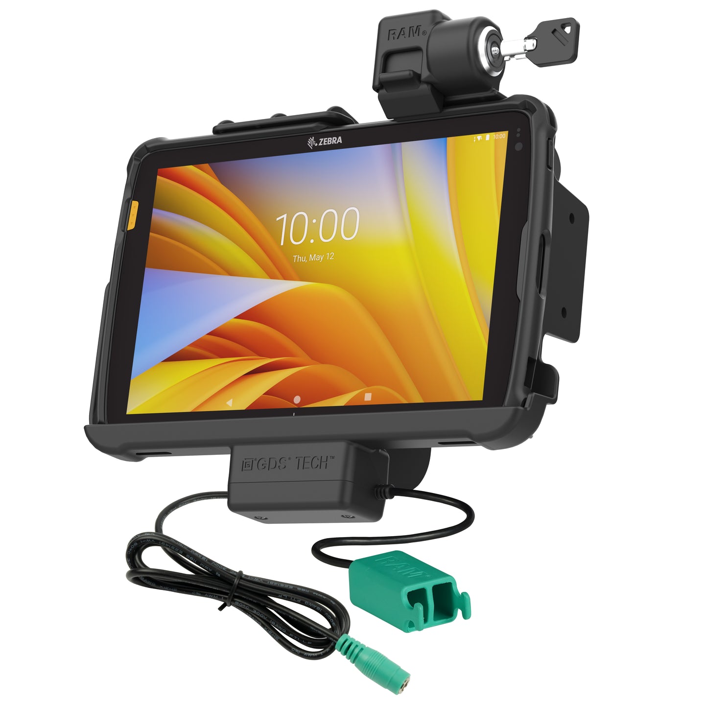 RAM® Tough Dock™ Power + Dual USB Charging Station for Zebra ET4x 10 Tablet - Secure Locking Mount (RAM HOL ZE21PD2KLU) - Ideal for Warehouse, Retail & Industrial Tablet Use