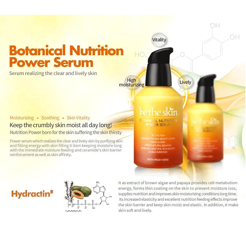 Be The Skin Botanical Nutrition Power Serum 50ml - Korean Skincare for Hydration & Anti-Aging - Perfect for Daily Skincare Routine & Nighttime Treatment