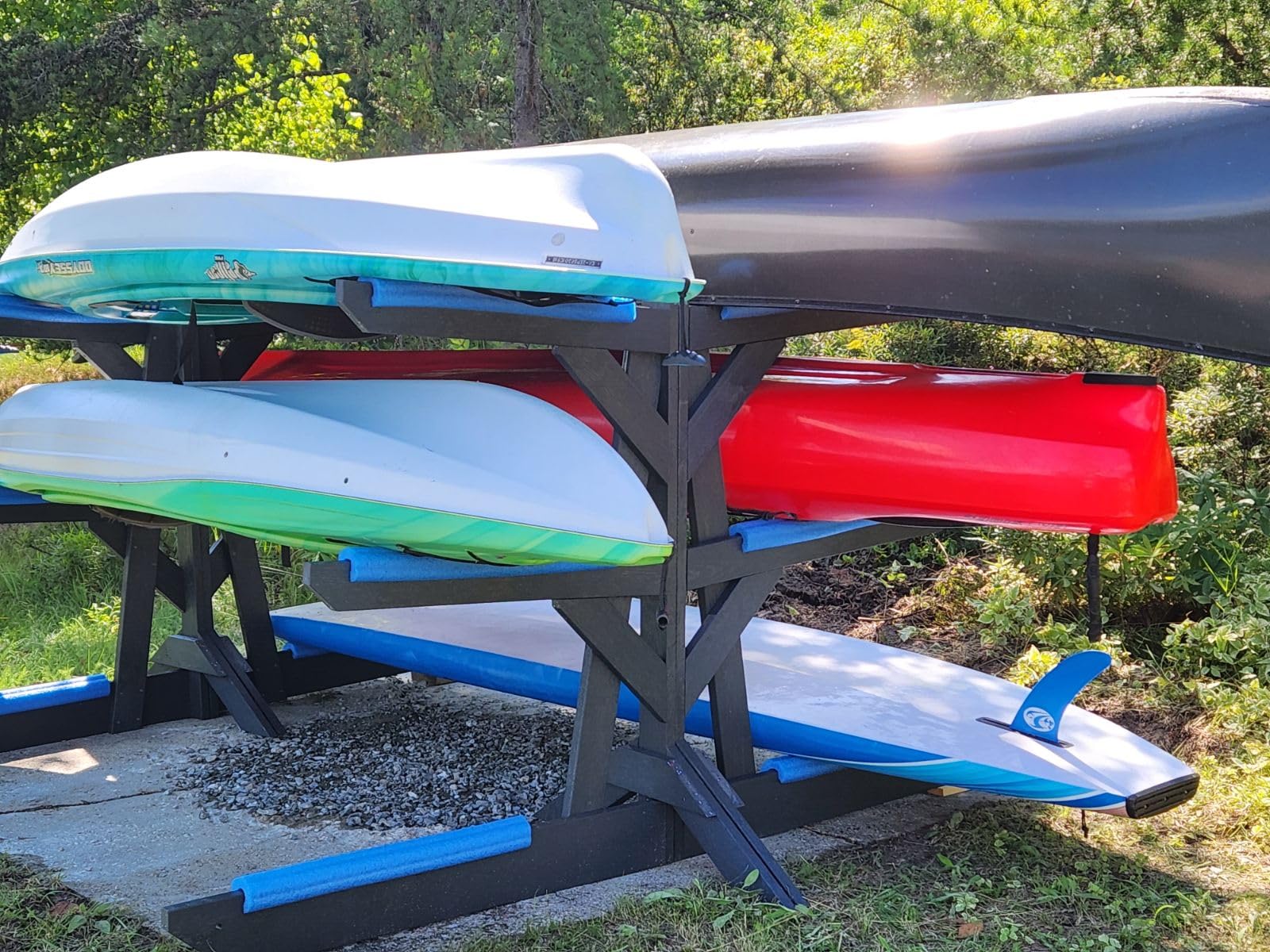 Premium Poly Kayak Storage Rack - Heavy Duty Freestanding Canoe & SUP Rack for Garage or Outdoor Use | Perfect Kayak Holder for Paddle Boards, Canoes & Watercraft Organization