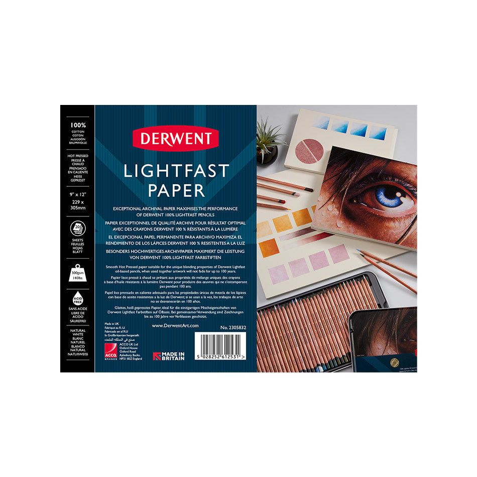 Derwent Lightfast Drawing Paper Pad 9x12 Inches - 100% Cotton Acid-Free for Artists, Sketching & Watercolor - Perfect for Professional Artwork & Studio Use