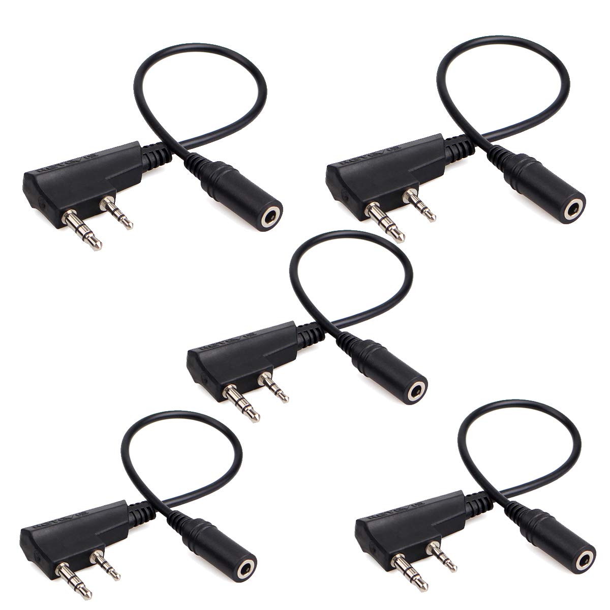 Retevis 2 Pin to 3.5mm Earpiece Adapter for Walkie Talkies - Compatible with RT22 RT21 RT27 RT7 H-777 H777S RT18 RT19 RT22S (5 Pack) - Secure Communication for Security Guards, Event Staff & Outdoor Adventures