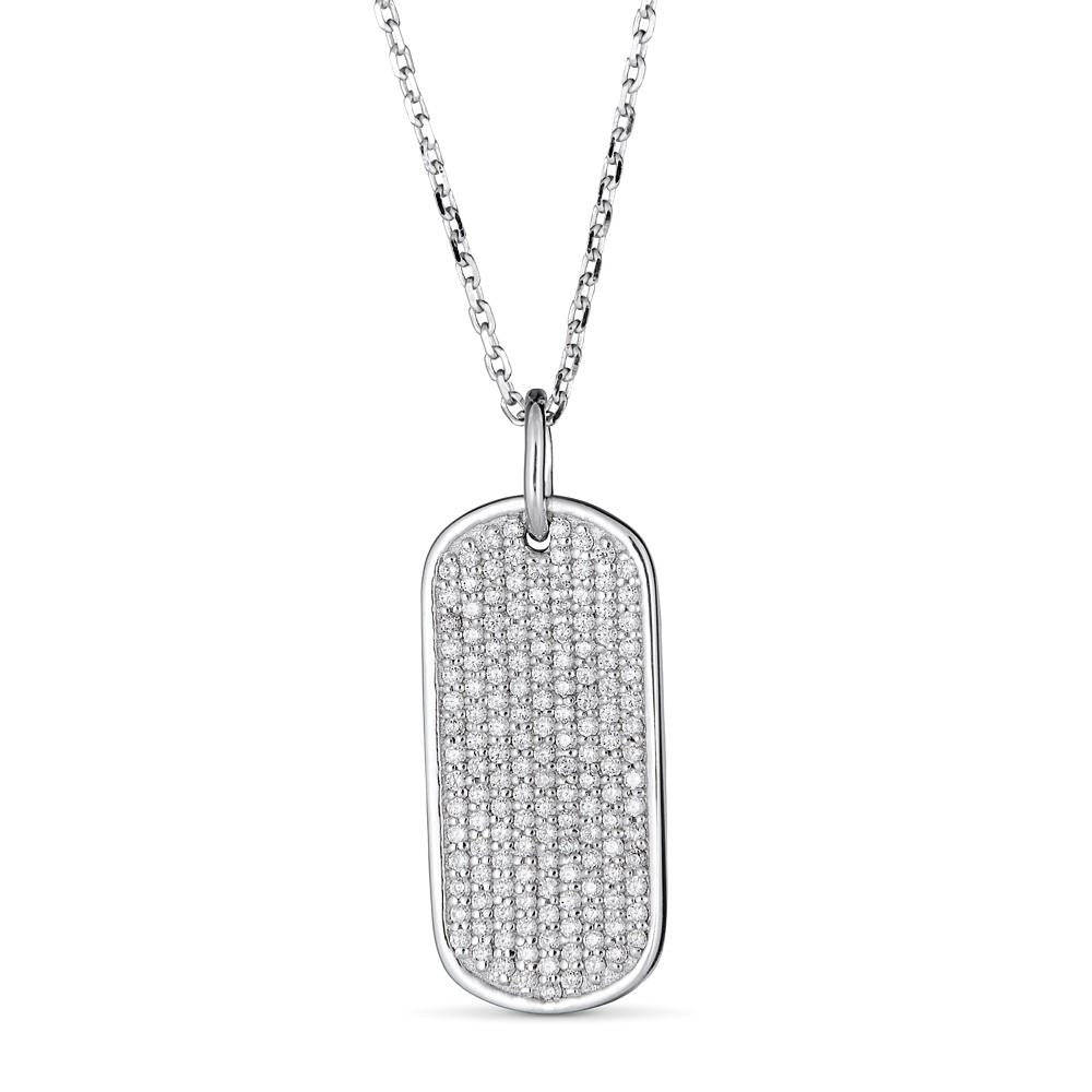 14K Gold 0.35 CTW Diamond Pavé Dog Tag Necklace for Men & Women - Elegant Everyday Jewelry Gift for Birthday, Anniversary & Special Occasions