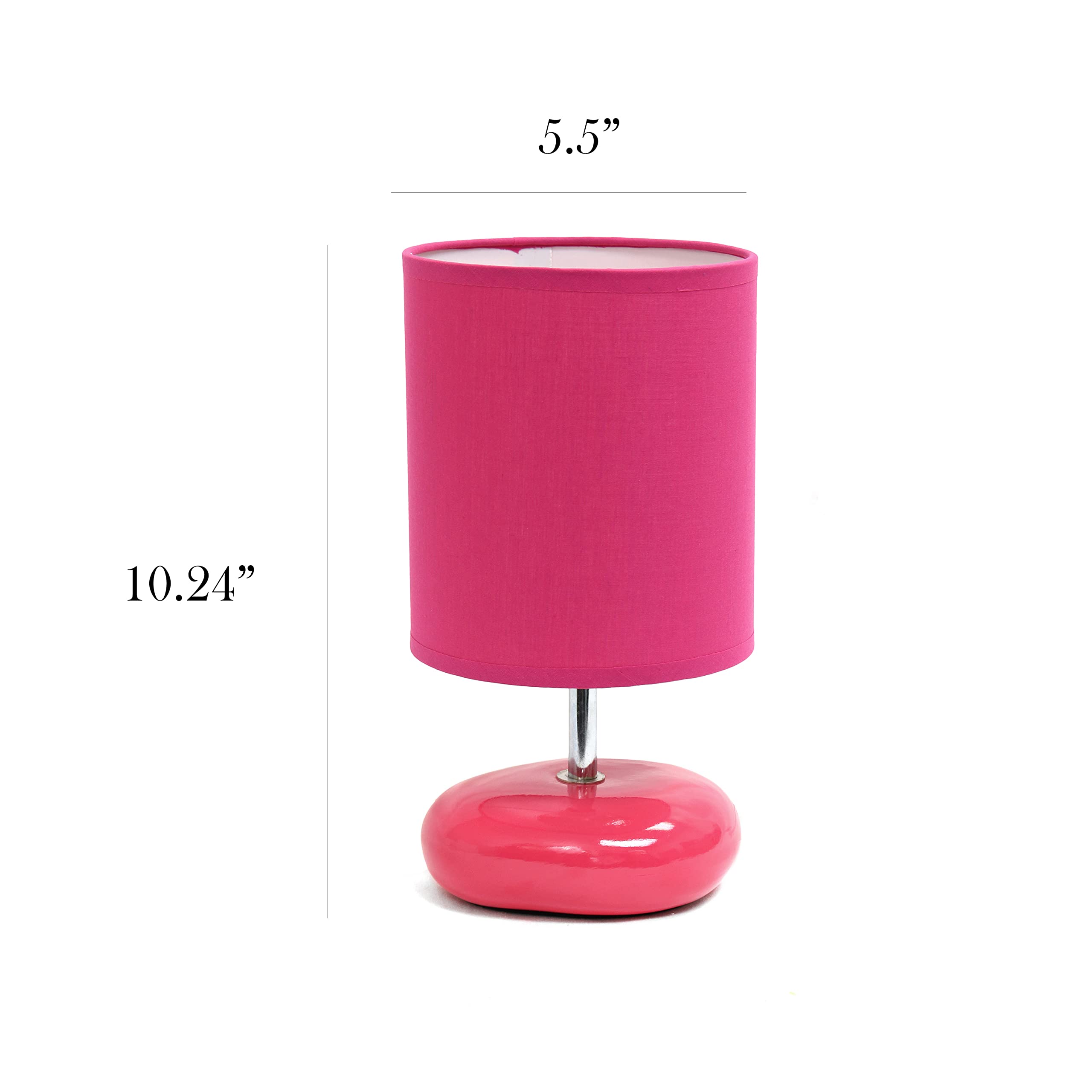 Simple Designs LT2005-PNK-2PK Small Stone Look Table Lamp & Bedside Lamp 2-Pack Set in Pink - 6 Packs (12 Lamps Total) - Perfect for Bedroom, Living Room, Office & Dorm Decor