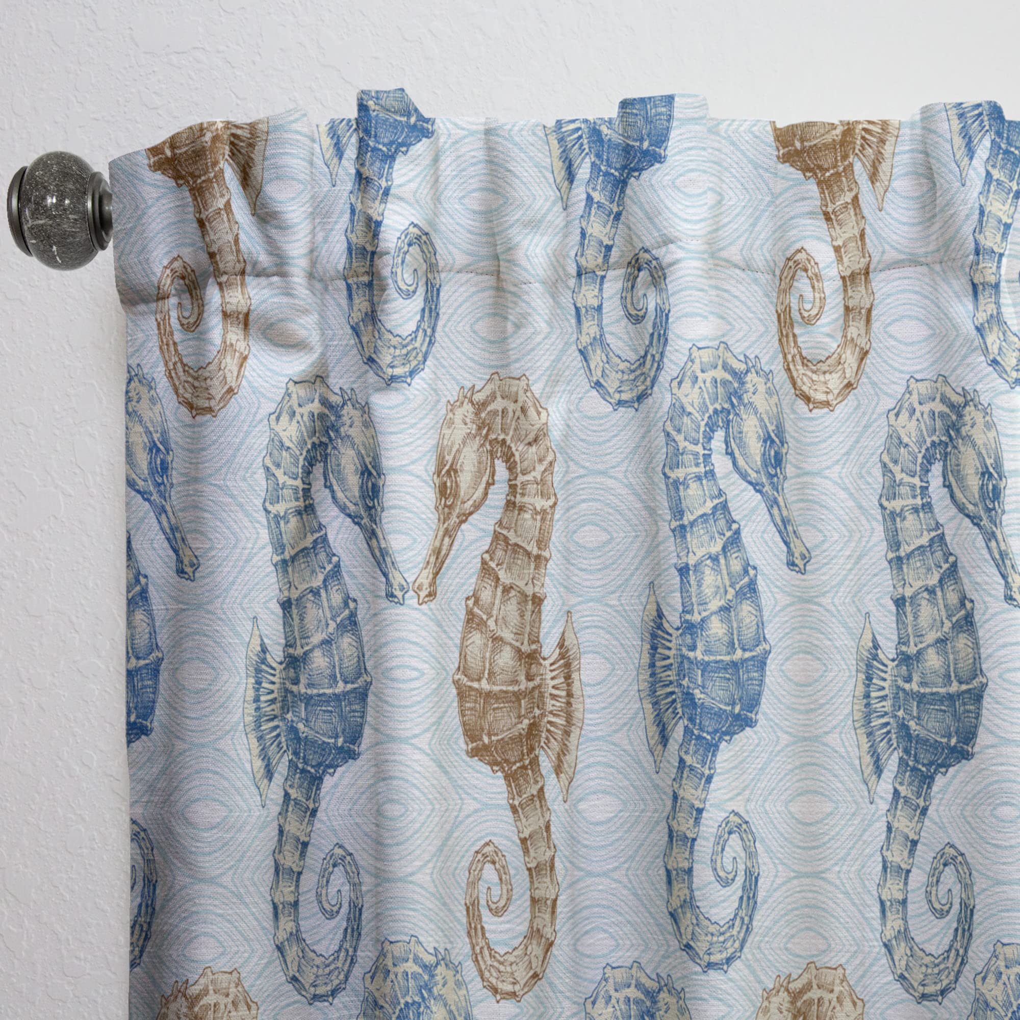 DesignQ Thermal Insulated Single Panel Curtains - 52x120 Inches, 'Sea Horse Couple in Deep Sea' Print - Blackout Drapes for Bedroom & Living Room - Perfect for Coastal Decor, Kids Room, or Ocean-Themed Spaces