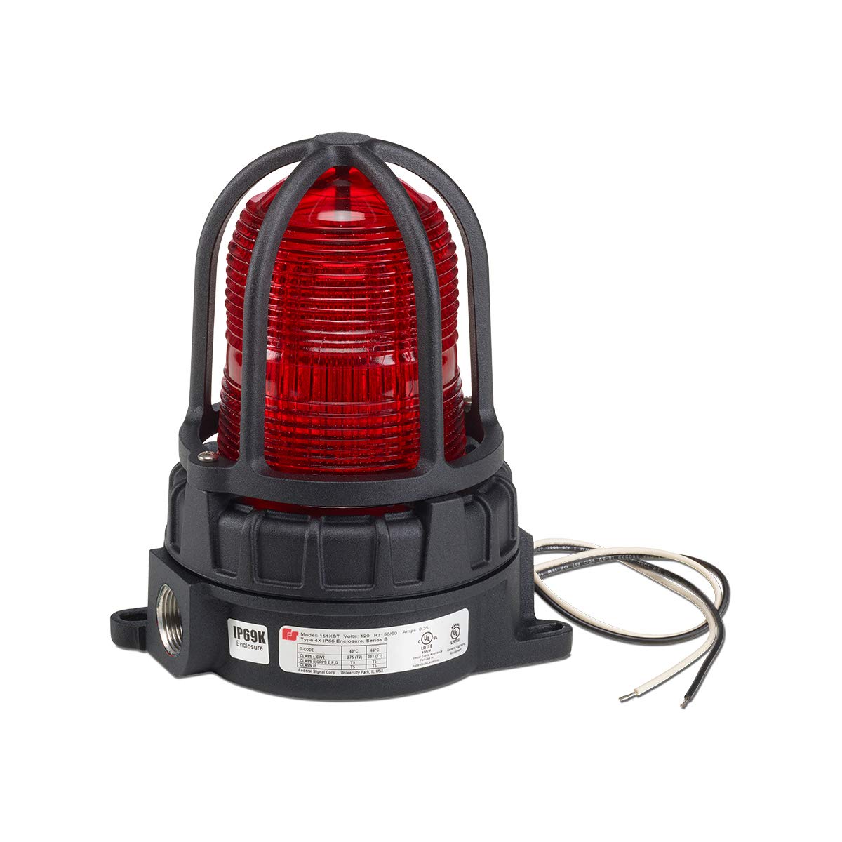120VAC Red Strobe Warning Light - High Visibility Emergency Alert Beacon for Industrial Safety & Hazard Zones