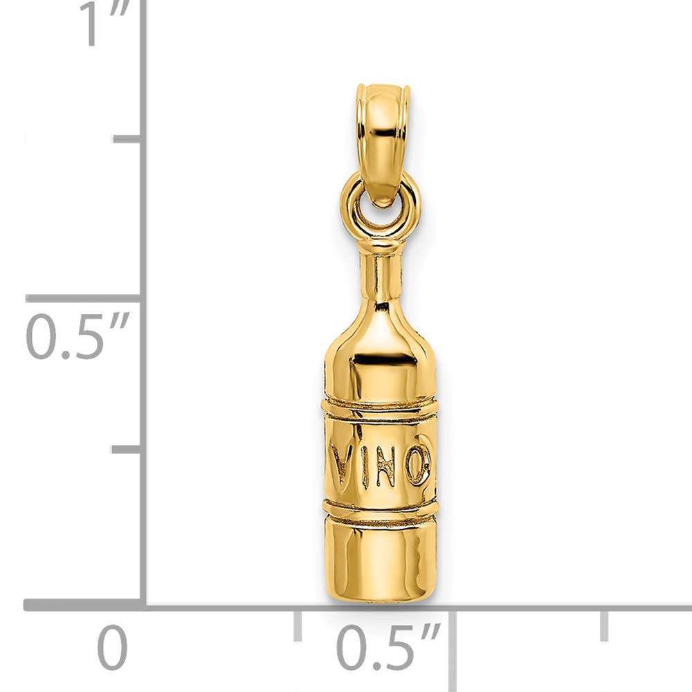 14K Yellow Gold Wine Bottle Charm Pendant - Elegant Jewelry Gift for Wine Lovers, Perfect for Necklaces & Bracelets - Ideal for Parties, Weddings & Special Occasions