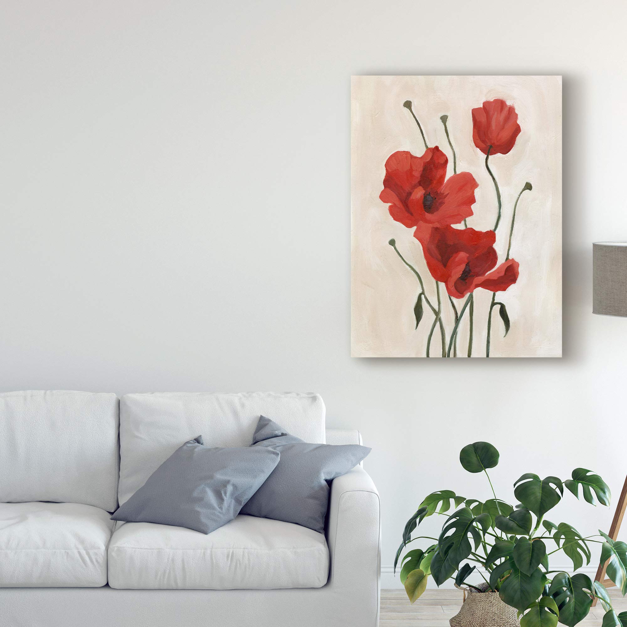 Emma Scarvey Poppy Bouquet II Fine Art Print - 18x24 Wall Decor for Living Room, Bedroom & Office - Floral Canvas Painting for Home & Gifts